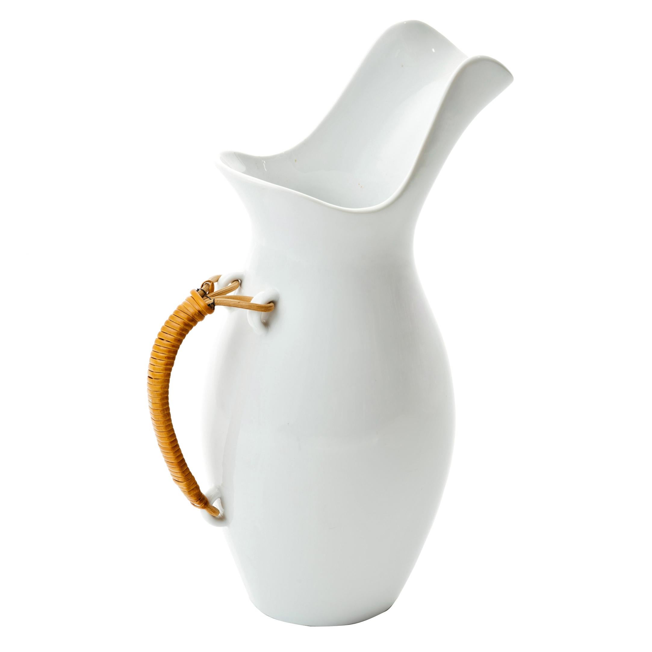 Kenji Fujita for Freeman Lederman Large Ceramic Carafe with Cane Handle, 1950s