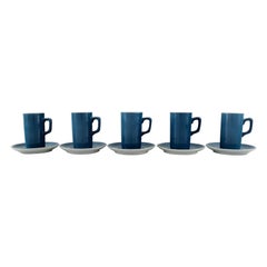 Kenji Fujita for Tackett Associates, Five Coffee Cups with Porcelain Saucers