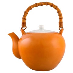 Kenji Fujita for Tackett Associates, Porcelain Teapot with a Bamboo Handle