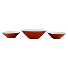 Retro Kenji Fujita for Tackett Associates, Three Bowls in Porcelain, Dated 1953-56