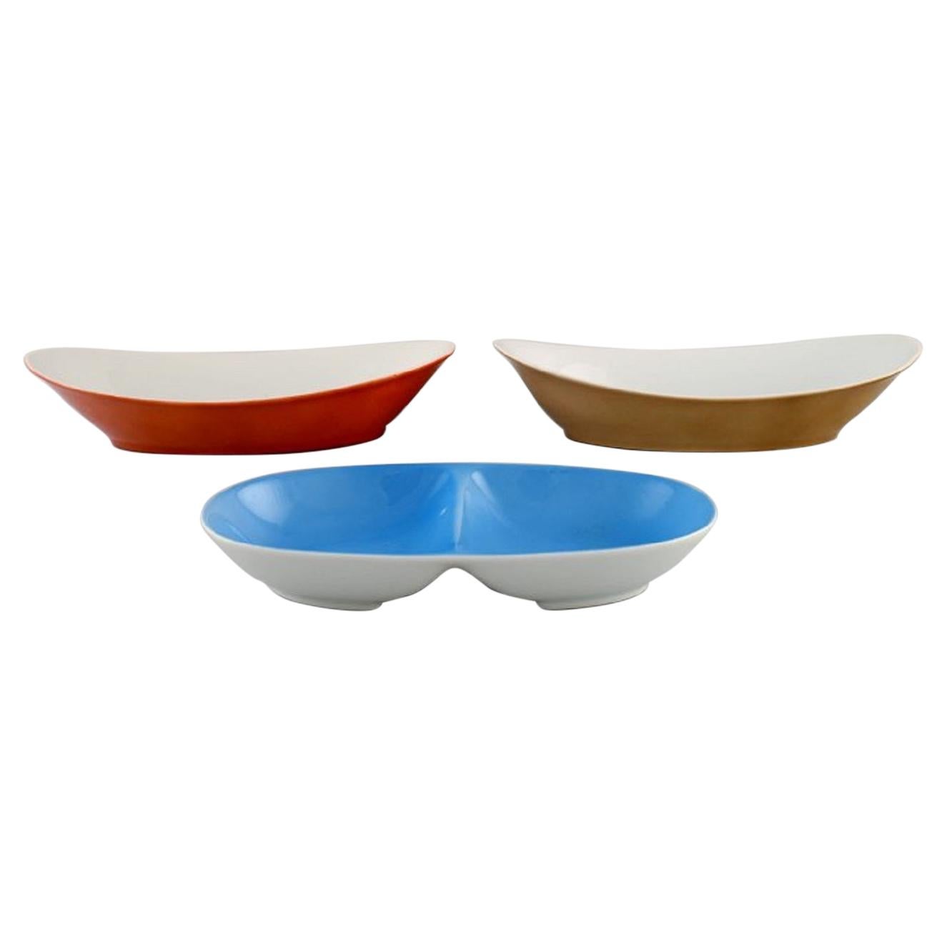 Trois bols en porcelaine de Kenji Fujita pour Tackett Associates, datés de 1953-56