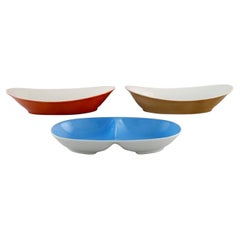 Trois bols en porcelaine de Kenji Fujita pour Tackett Associates, datés de 1953-56