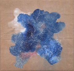 Islands of Spray 8 - Contemporary Abstract Blue and Pink Landscape Painting