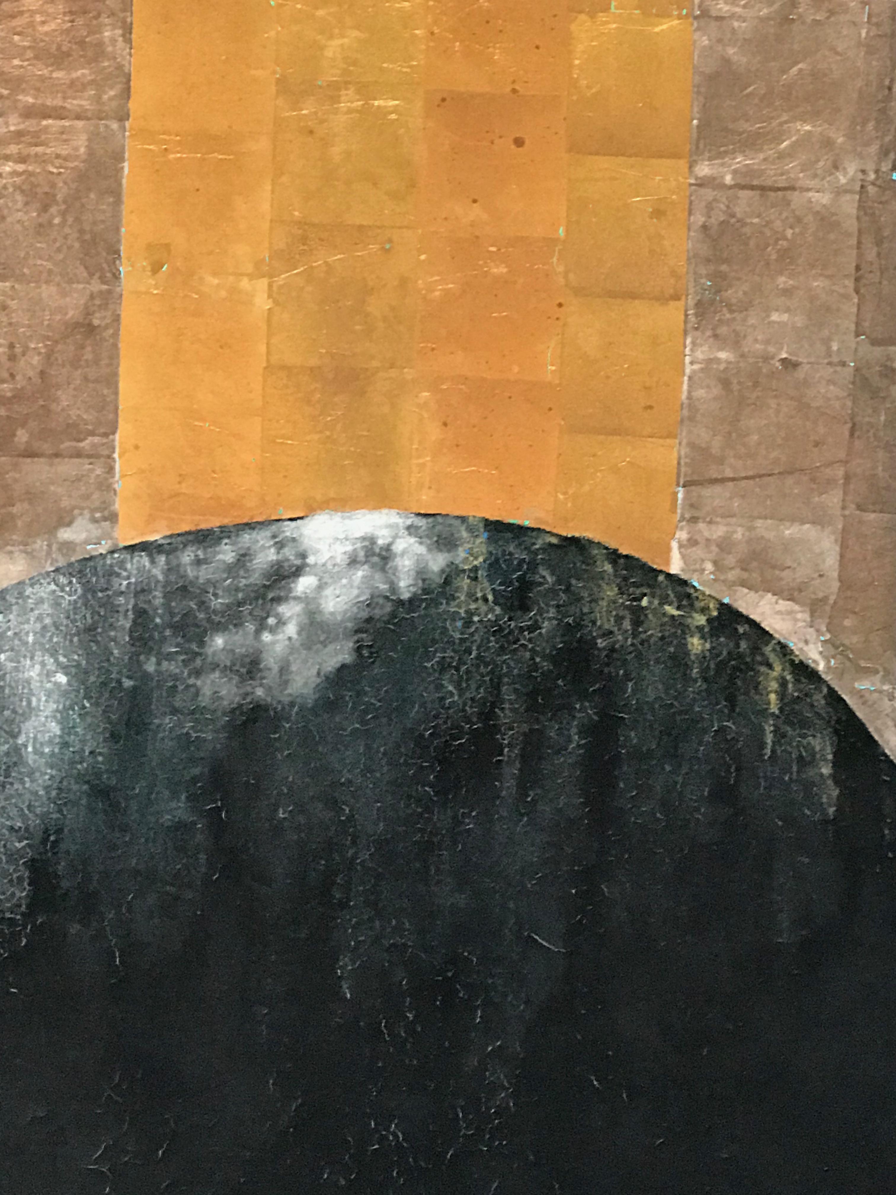 Réveillement, Kenji Yoshida, peinture Nihonga Japon Paris or argent cuivre noir en vente 1