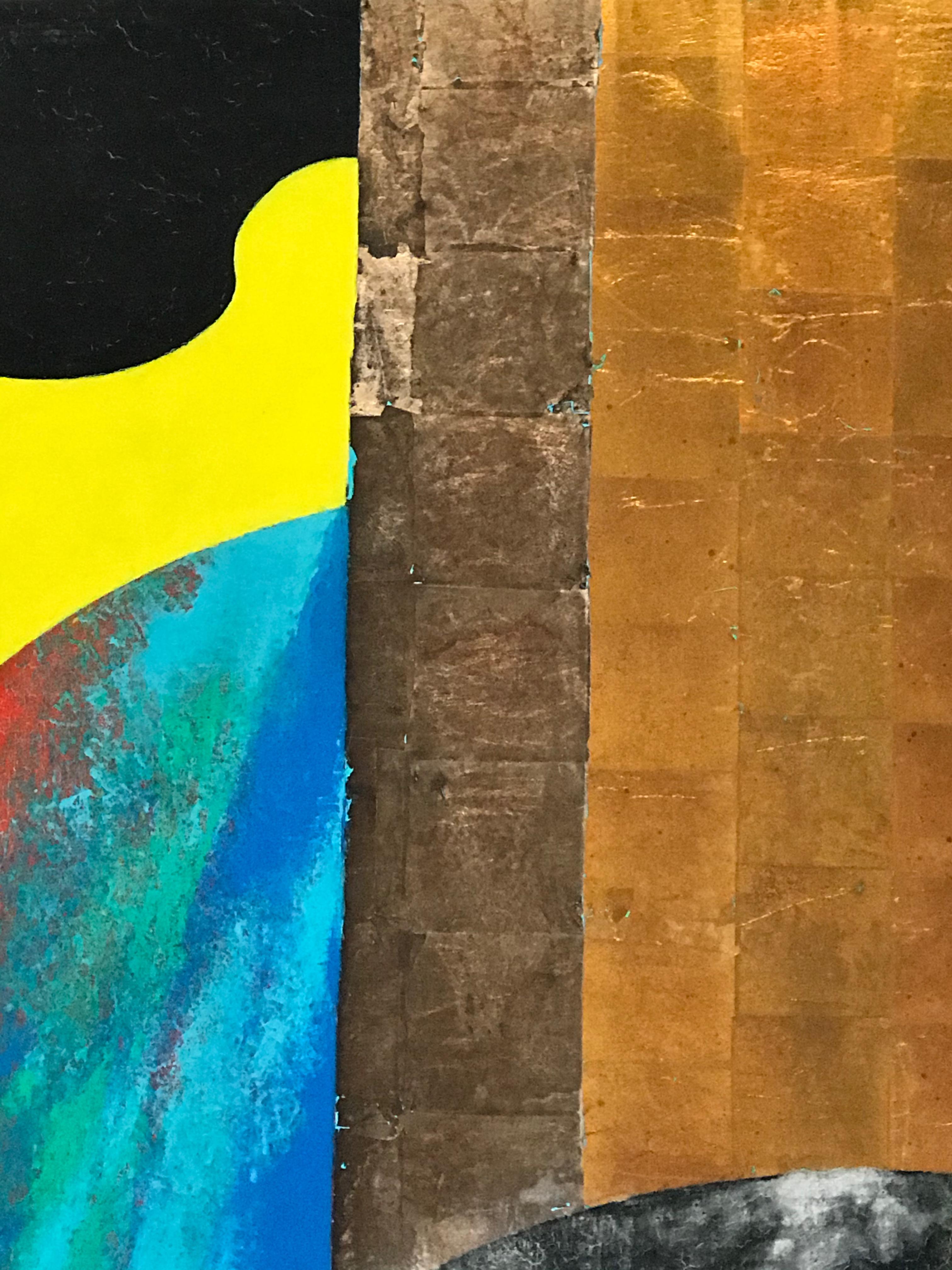 Réveillement, Kenji Yoshida, peinture Nihonga Japon Paris or argent cuivre noir en vente 3