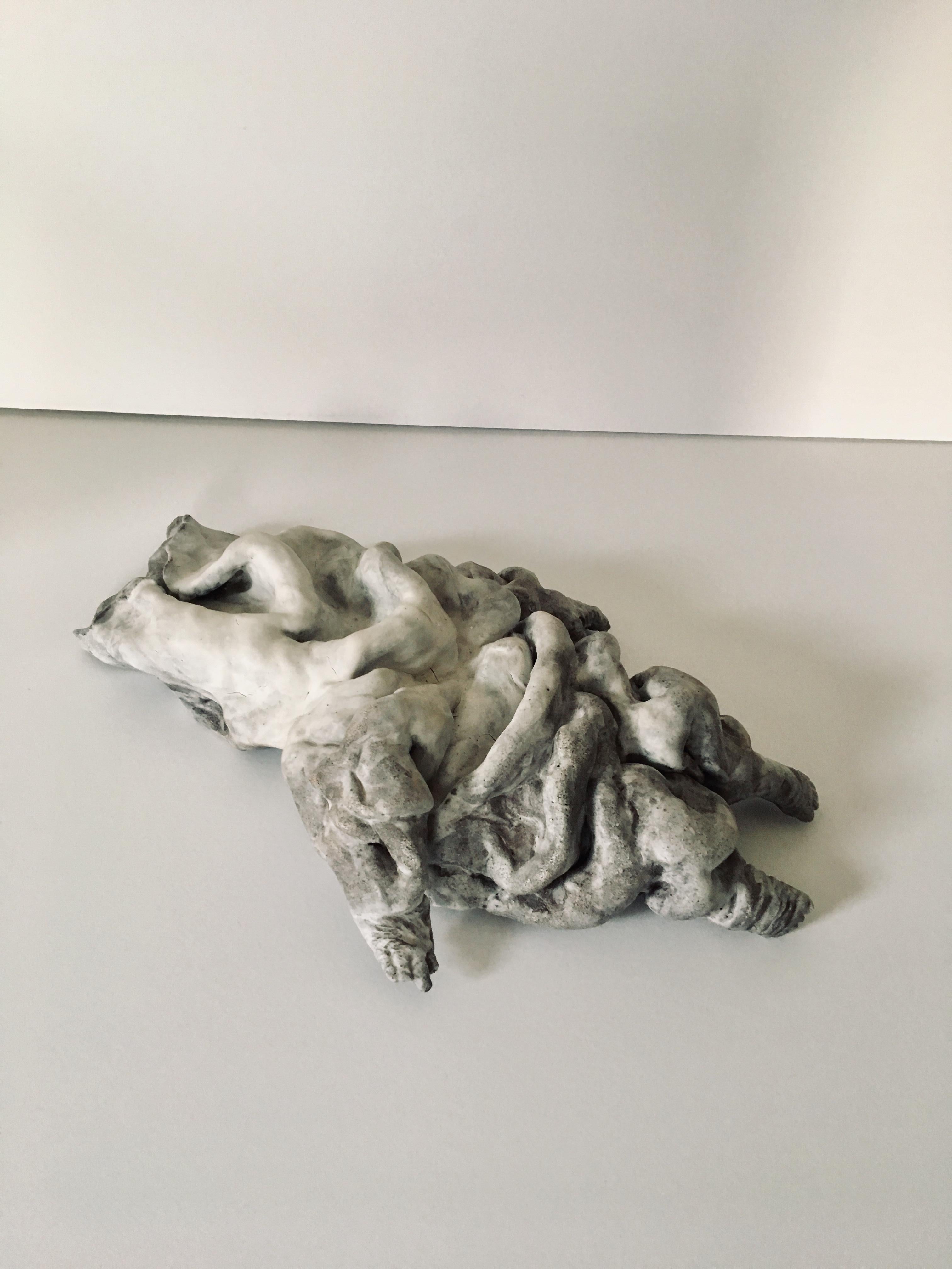 Ceramic figure lying down, sculpture: Figurative 'Wasted' - Contemporary Sculpture by Kenjiro Kitade