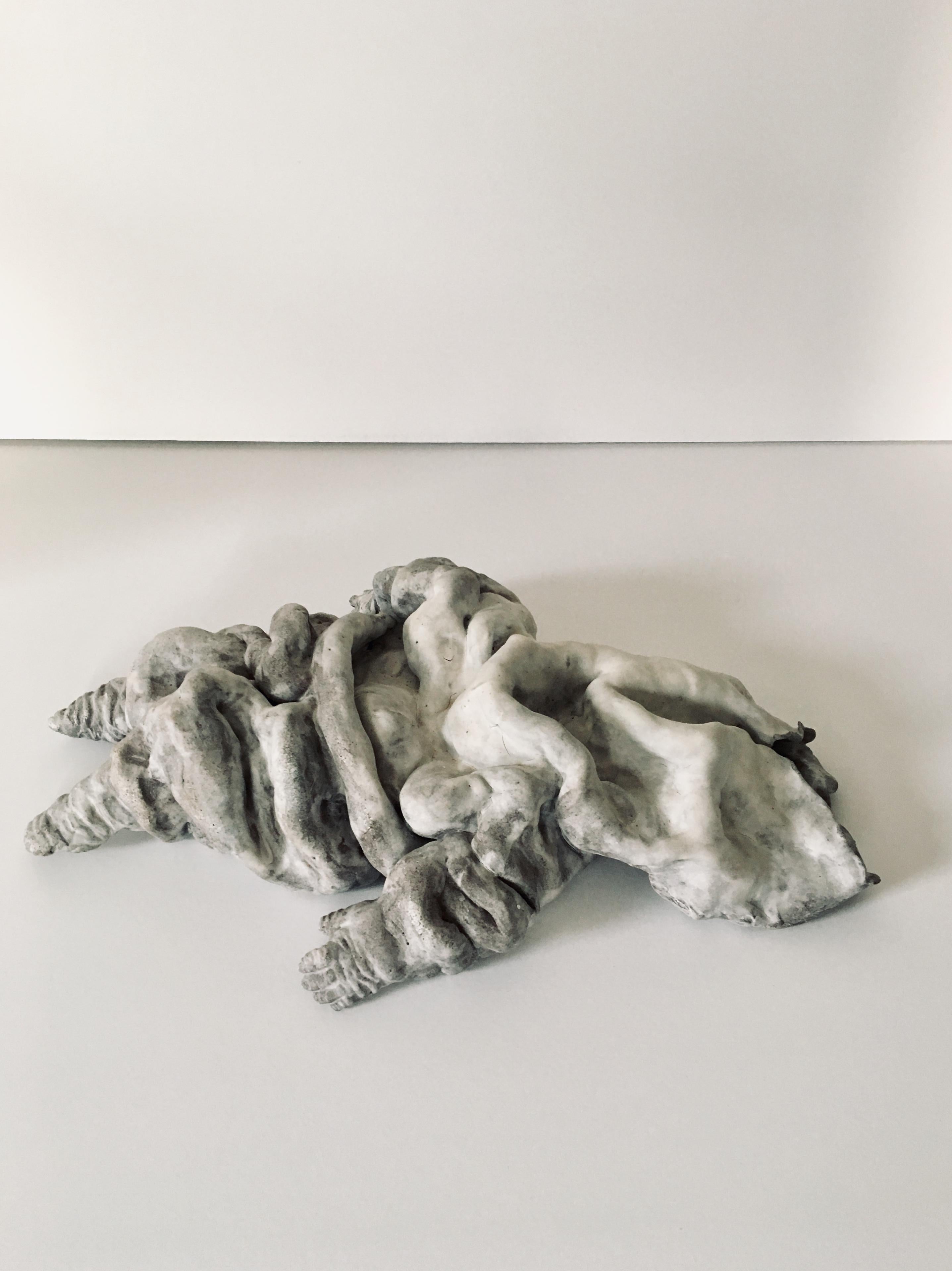 Kenjiro Kitade Figurative Sculpture - Ceramic figure lying down, sculpture: Figurative 'Wasted'