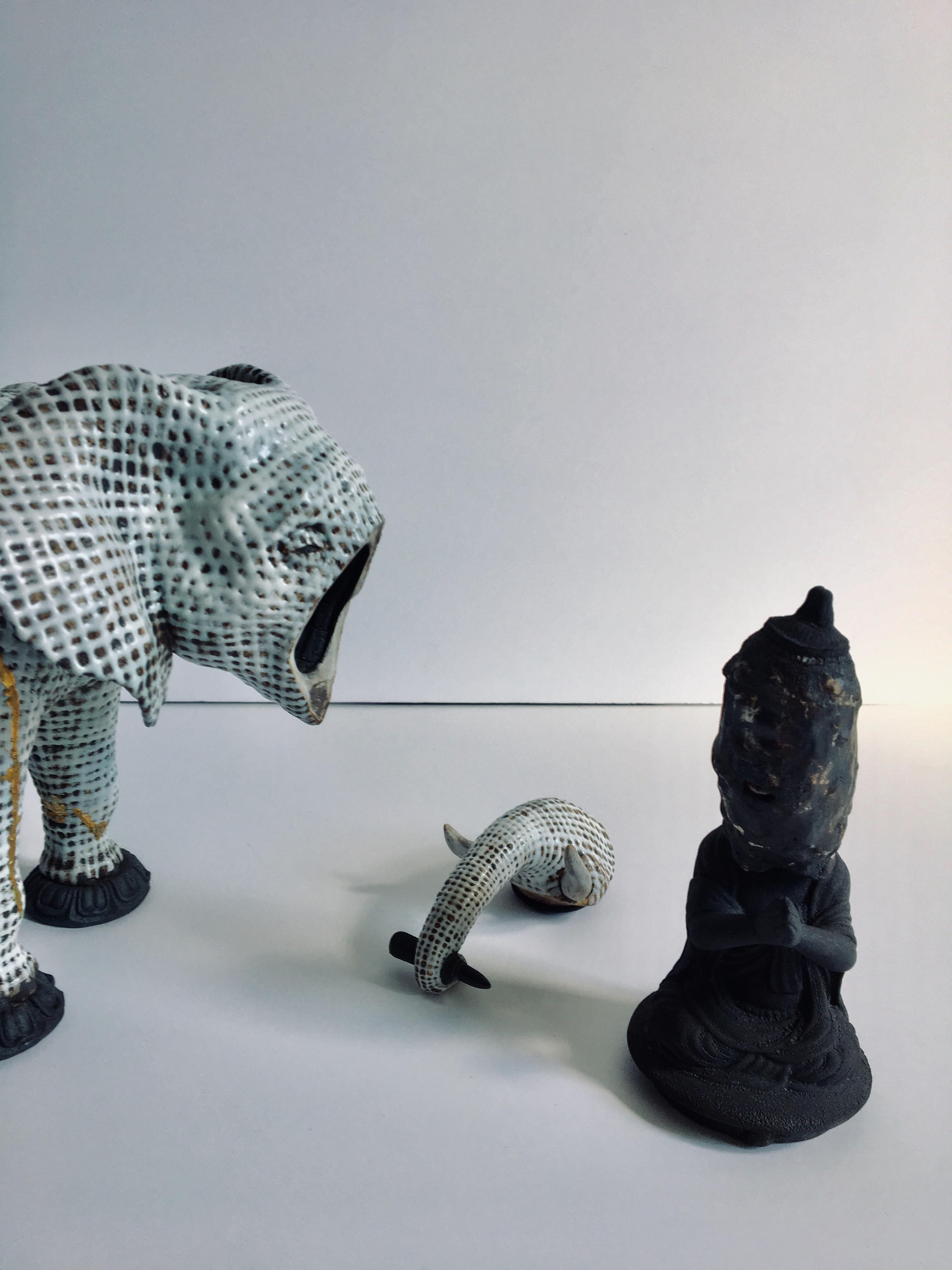 Keramik-Skulptur eines Elefanten: Samantabhadra (Sanskirt für Universal Worthy) im Angebot 13