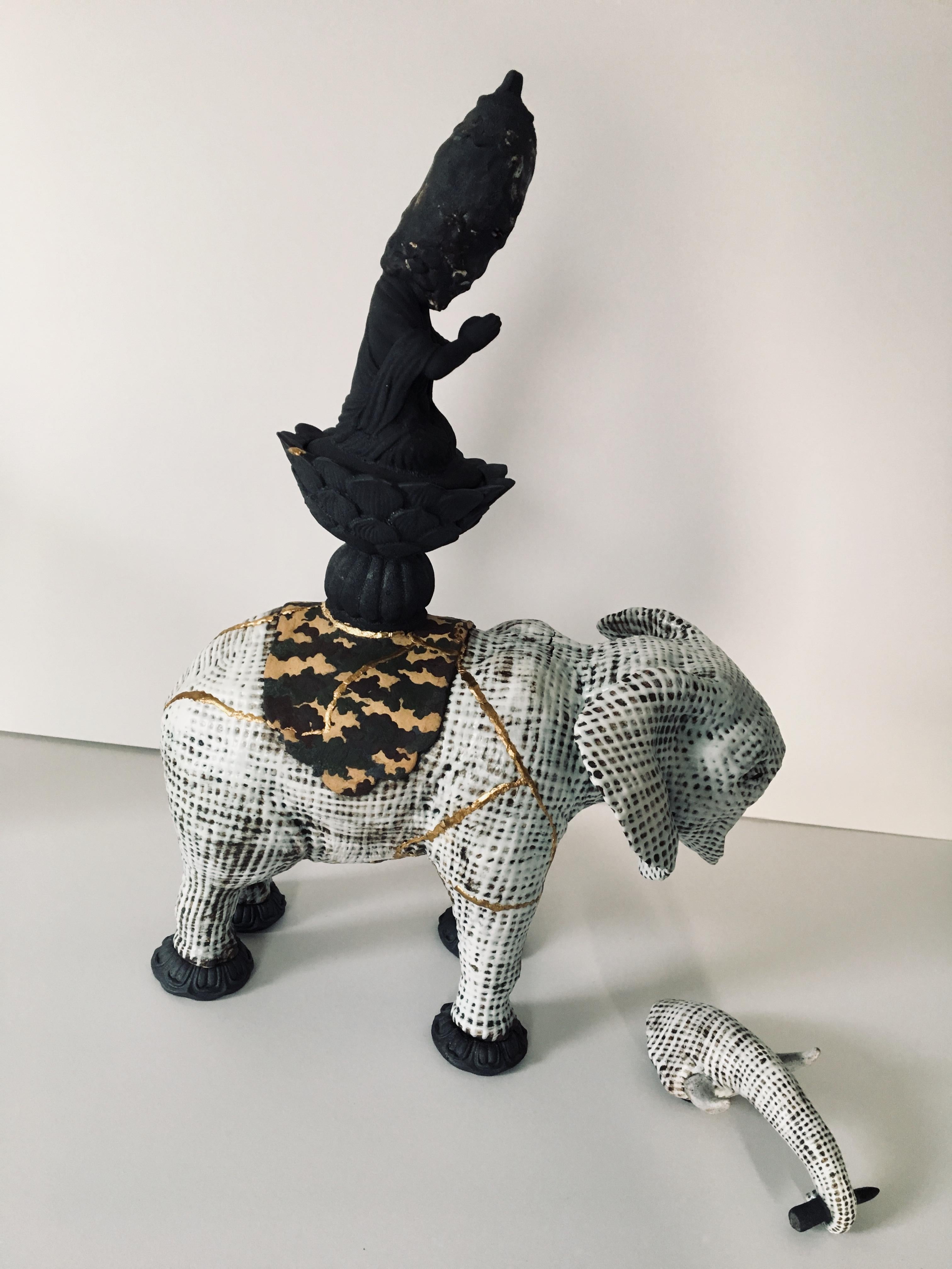 Keramik-Skulptur eines Elefanten: Samantabhadra (Sanskirt für Universal Worthy) im Angebot 3