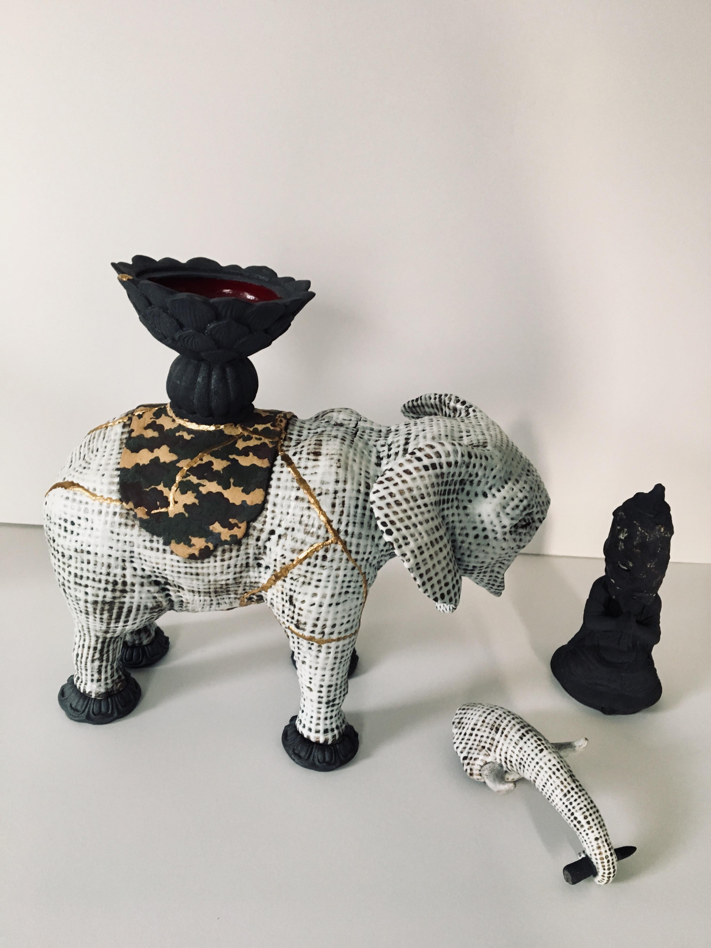 Keramik-Skulptur eines Elefanten: Samantabhadra (Sanskirt für Universal Worthy) im Angebot 4