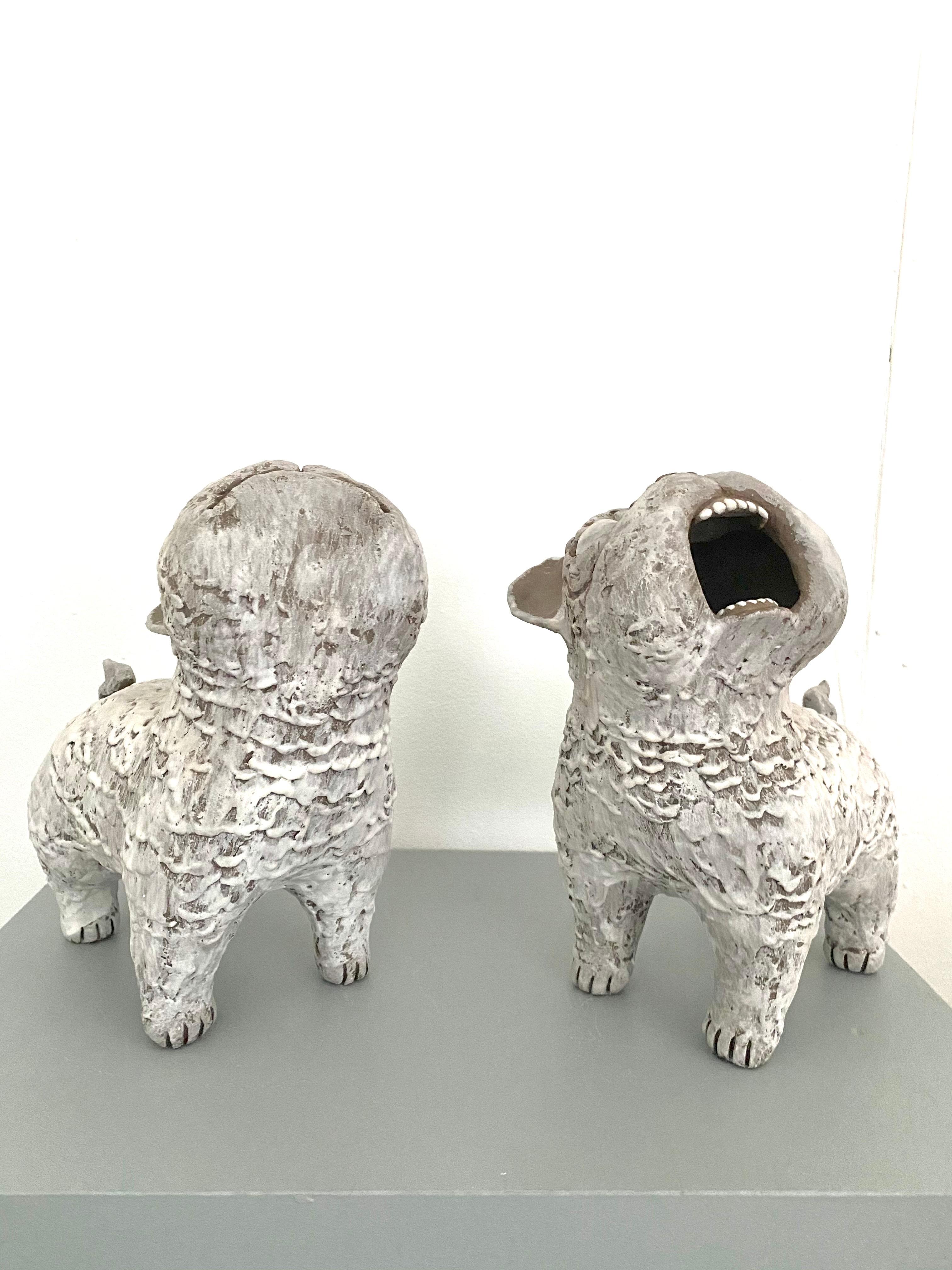 Dark Ceramic Set of Dogs: 'Guardian Foo Dogs' 1