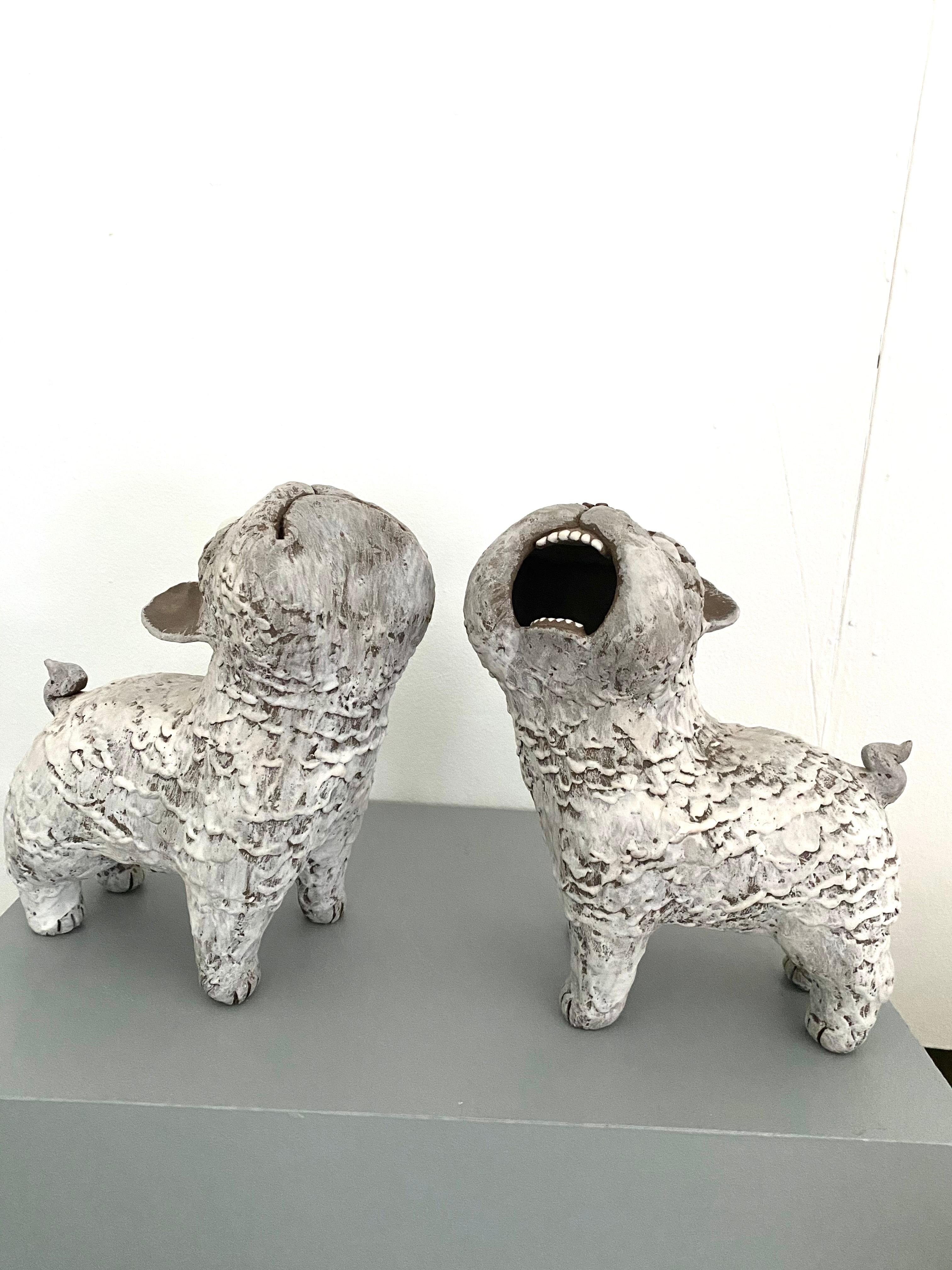 Dark Ceramic Set of Dogs: 'Guardian Foo Dogs' 2