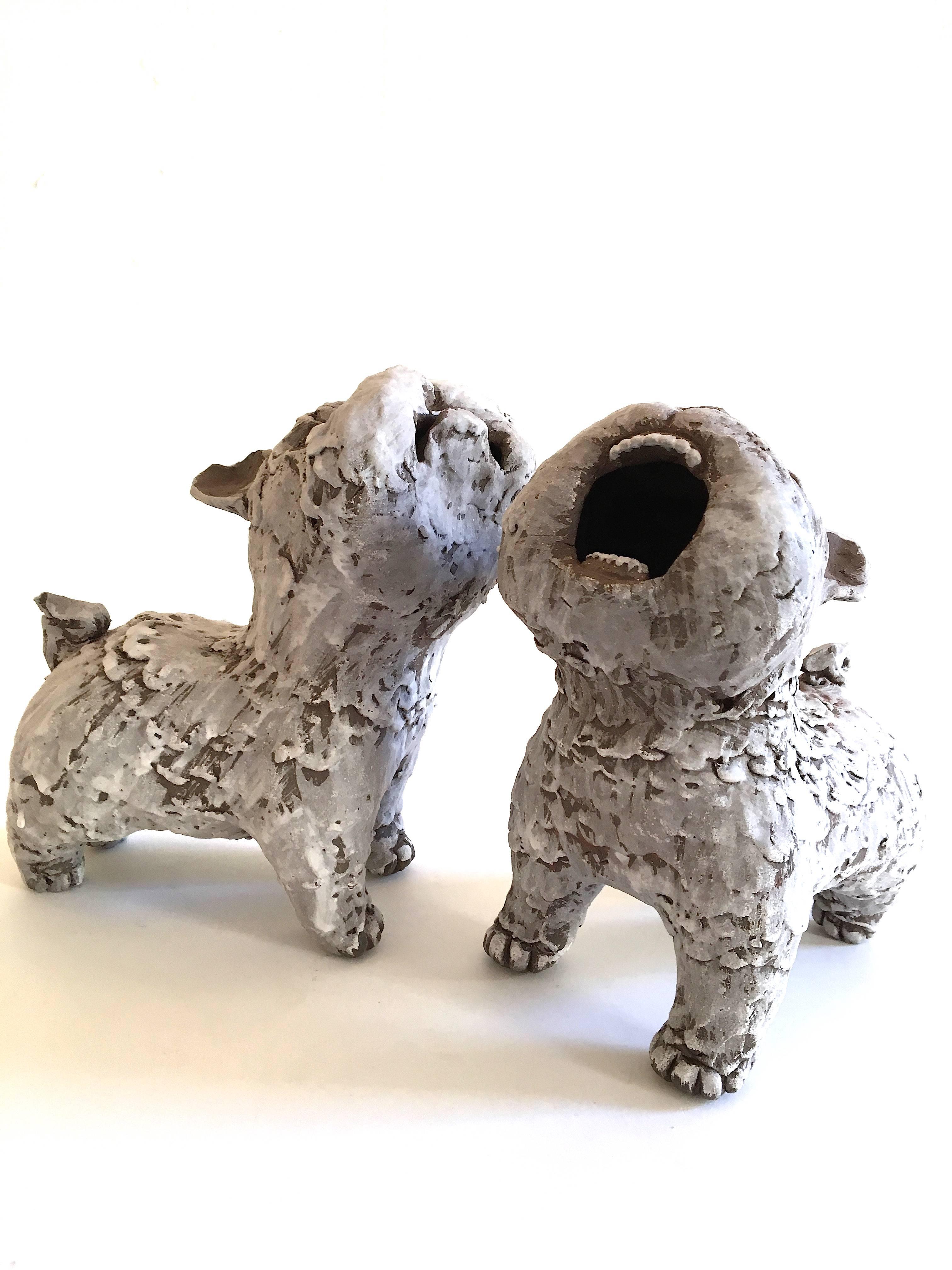 Ceramic Dogs: 'Guardian Dogs #2' - Sculpture by Kenjiro Kitade