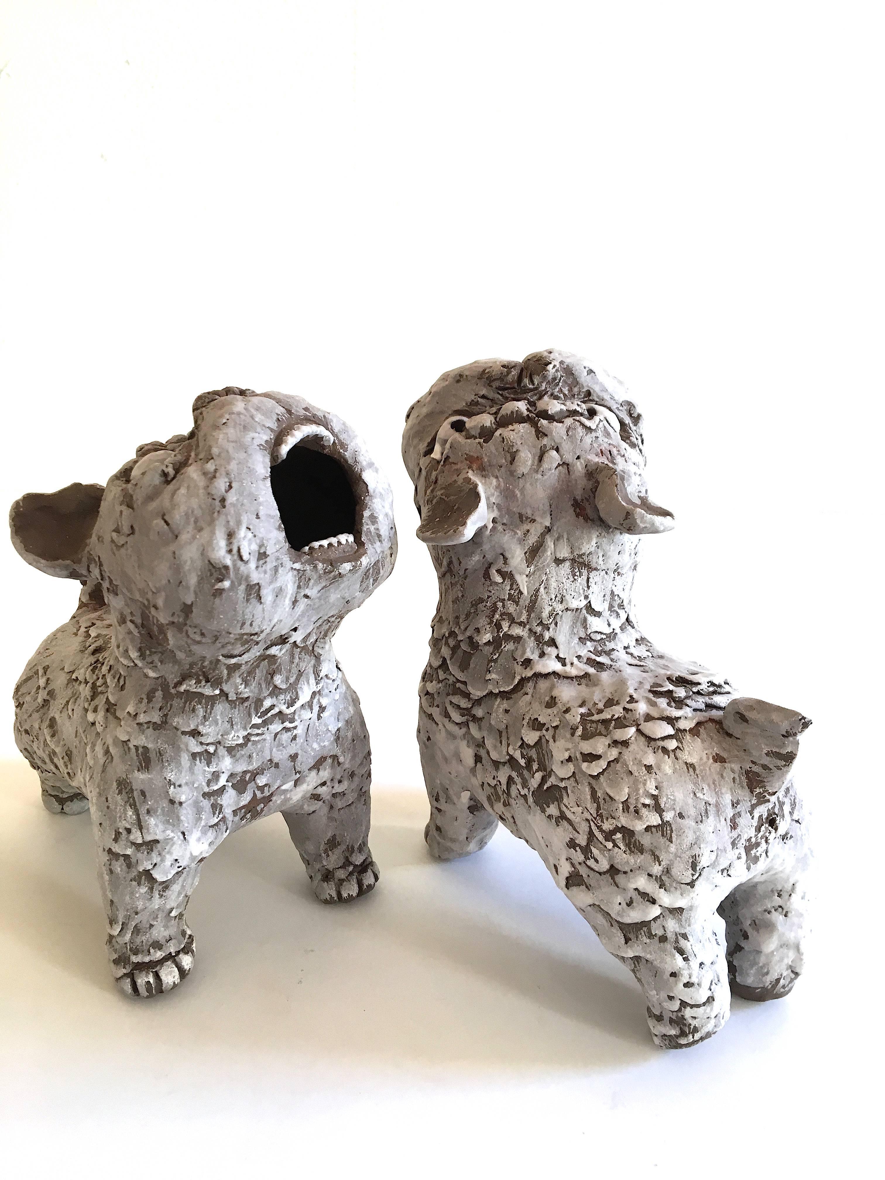 Ceramic Dogs: 'Guardian Dogs #2' - Contemporary Sculpture by Kenjiro Kitade