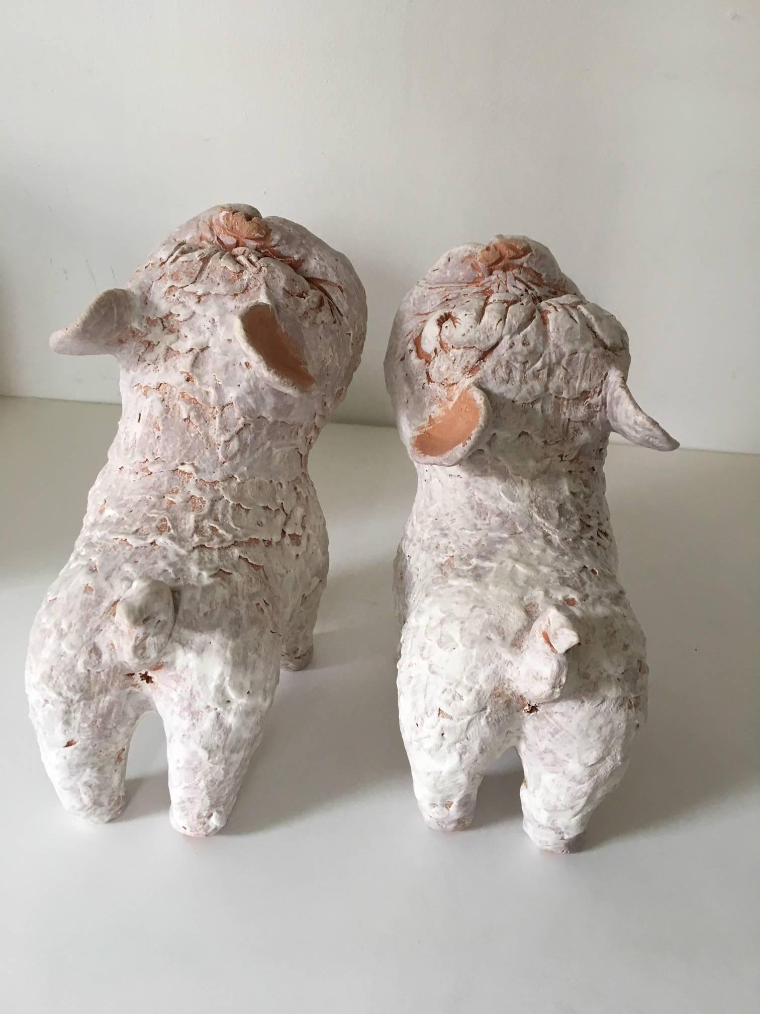Guardian Dogs #C  - Gray Figurative Sculpture by Kenjiro Kitade