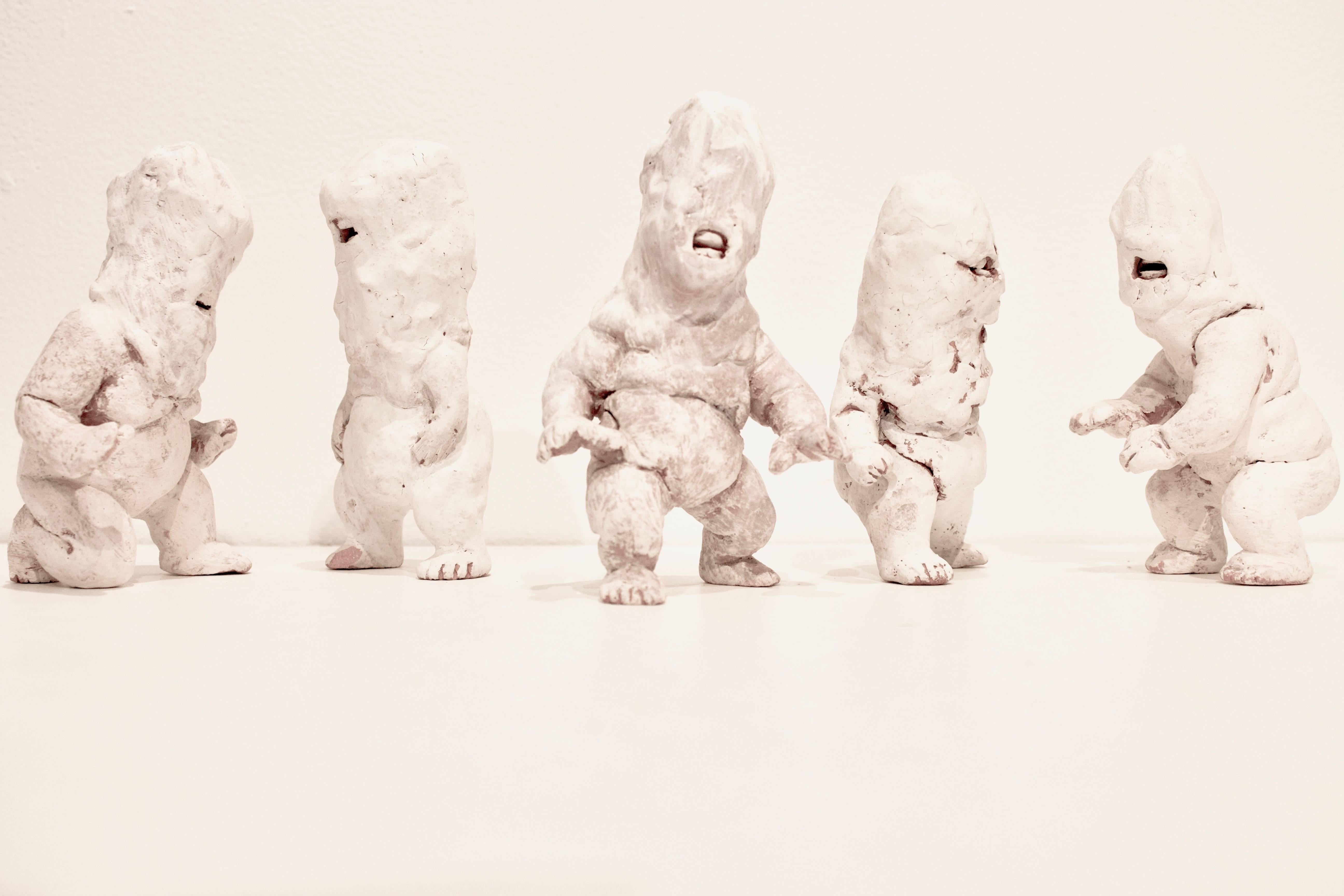 Kenjiro Kitade Figurative Sculpture - Ceramic Figures: 'Infant Terrible #15-19'