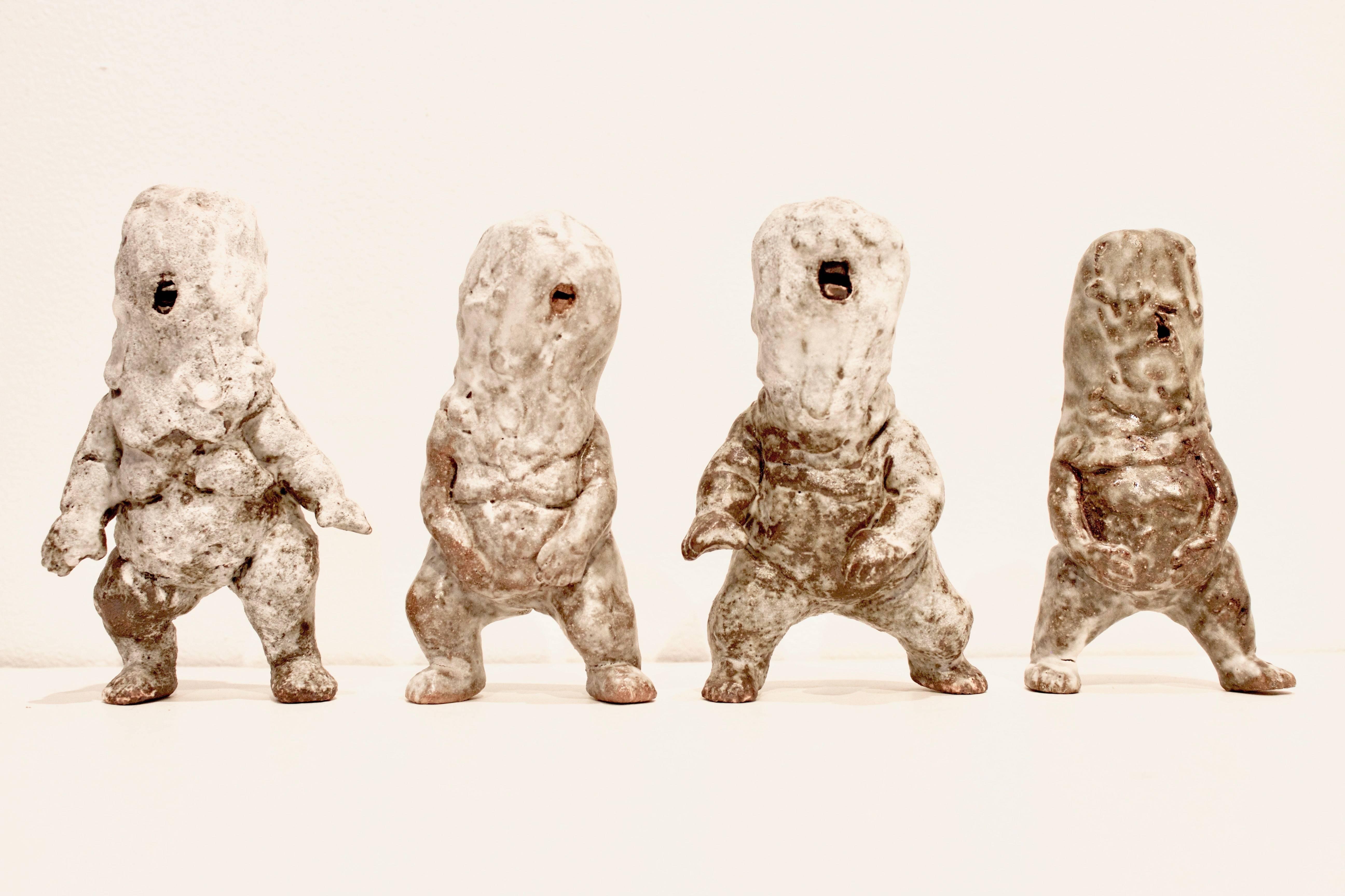 Ceramic Figures: 'Infant Terrible D#1, D#4, D#6, D#7' - Sculpture by Kenjiro Kitade