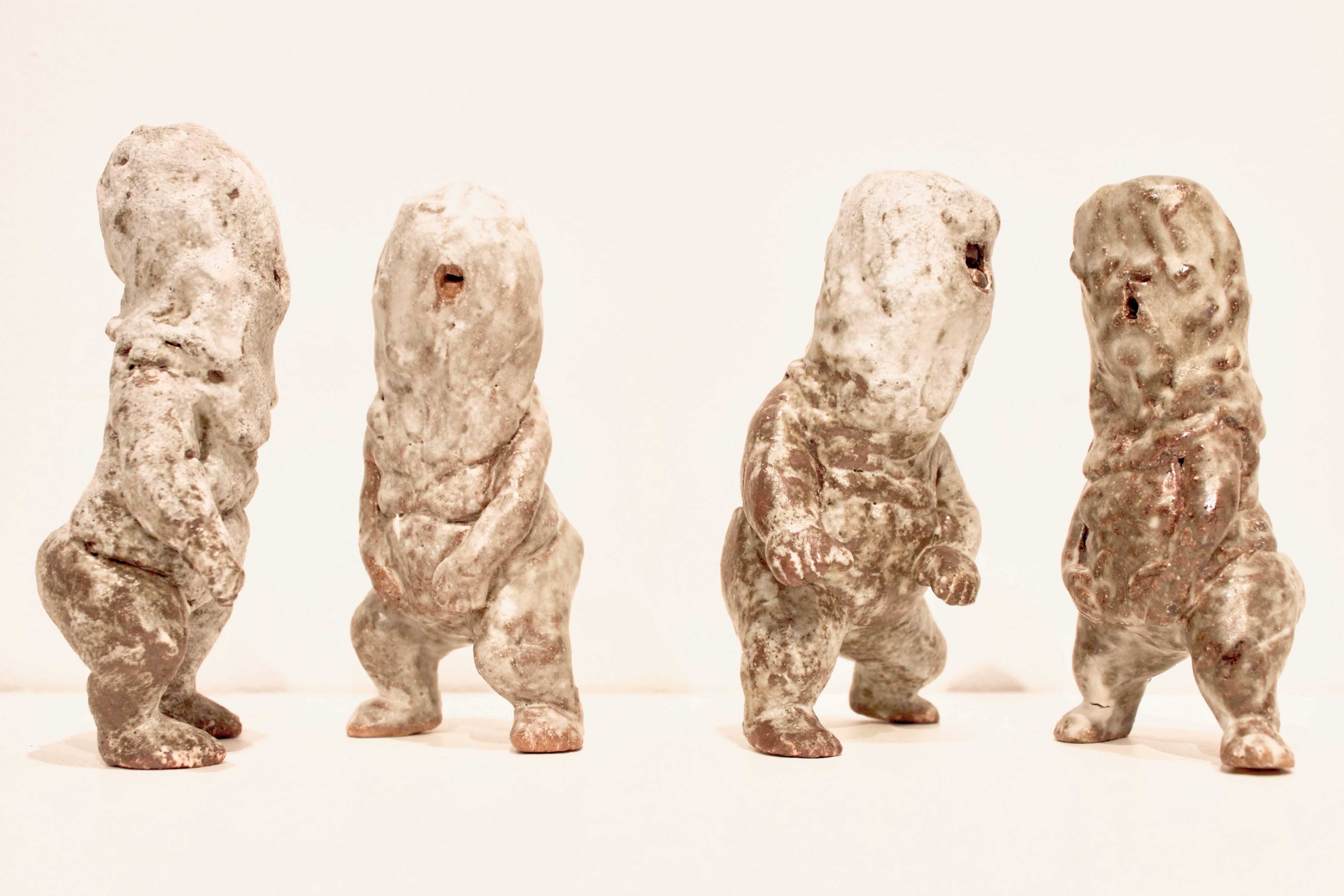 Kenjiro Kitade Figurative Sculpture - Ceramic Figures: 'Infant Terrible D#1, D#4, D#6, D#7'