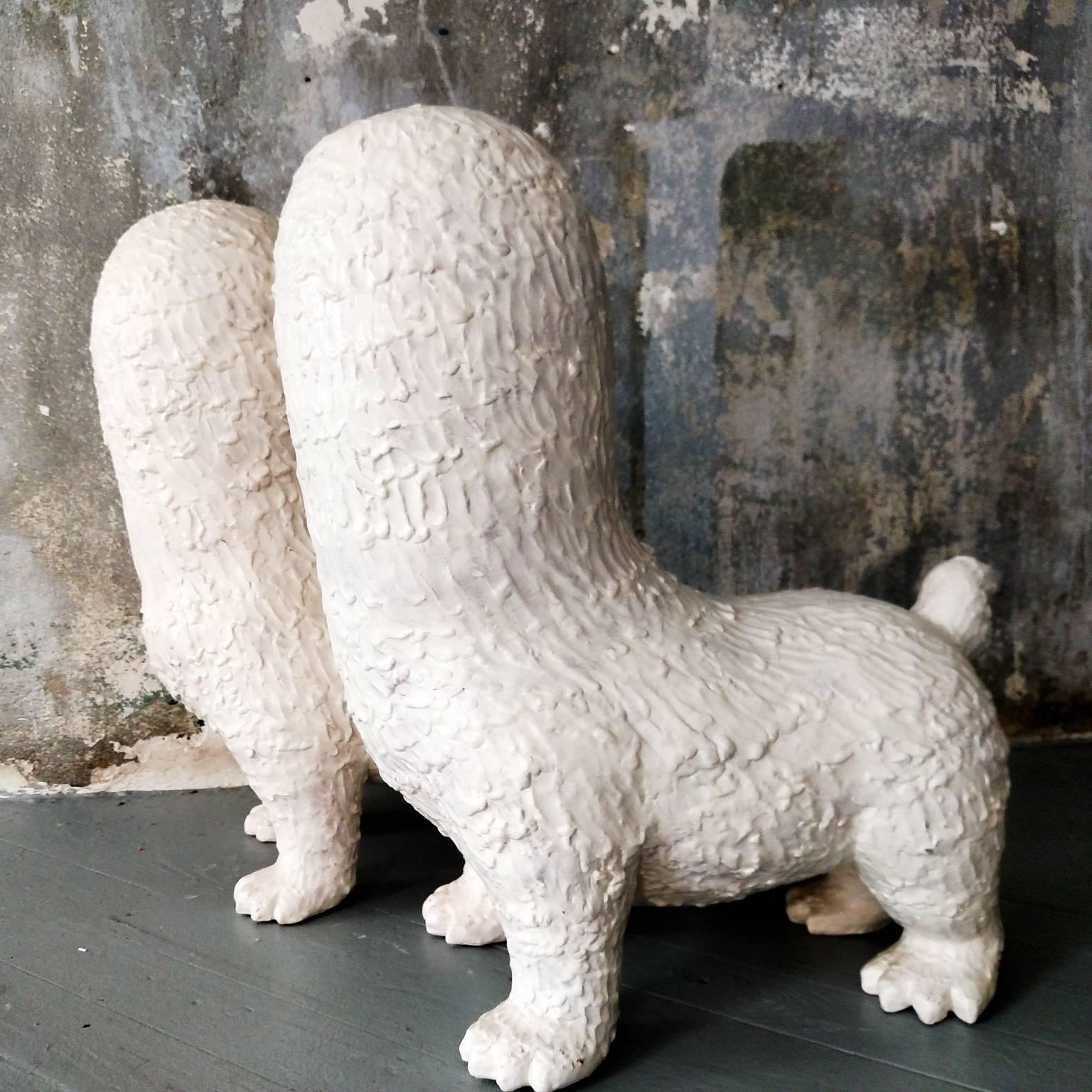 Kenjiro Kitade Figurative Sculpture - Large Ceramic Foo Dogs: 'Faceless Guardian Dogs'