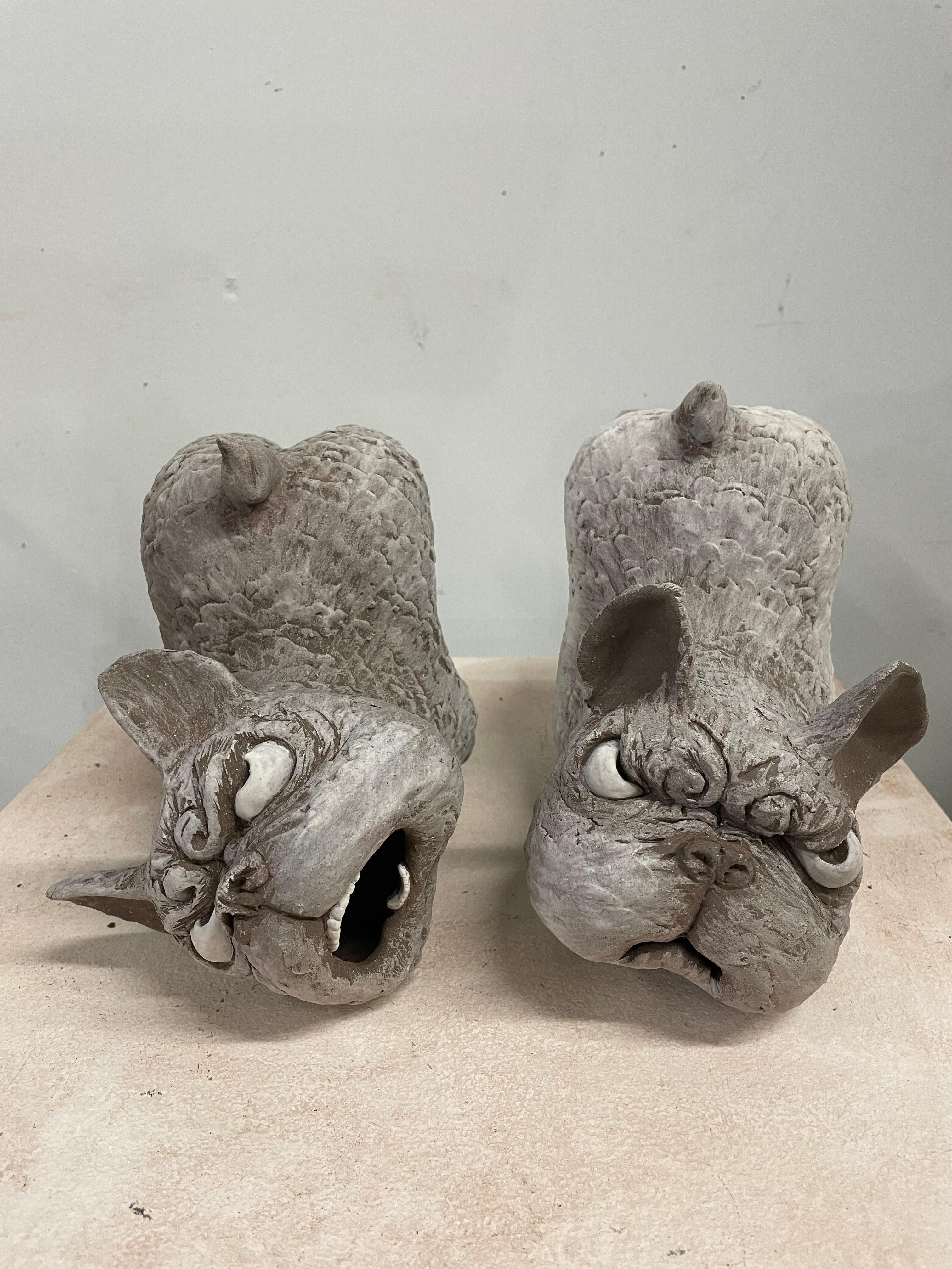 Set of Ceramic Foo Dogs: 'Foo Dogs #3'' - Sculpture by Kenjiro Kitade