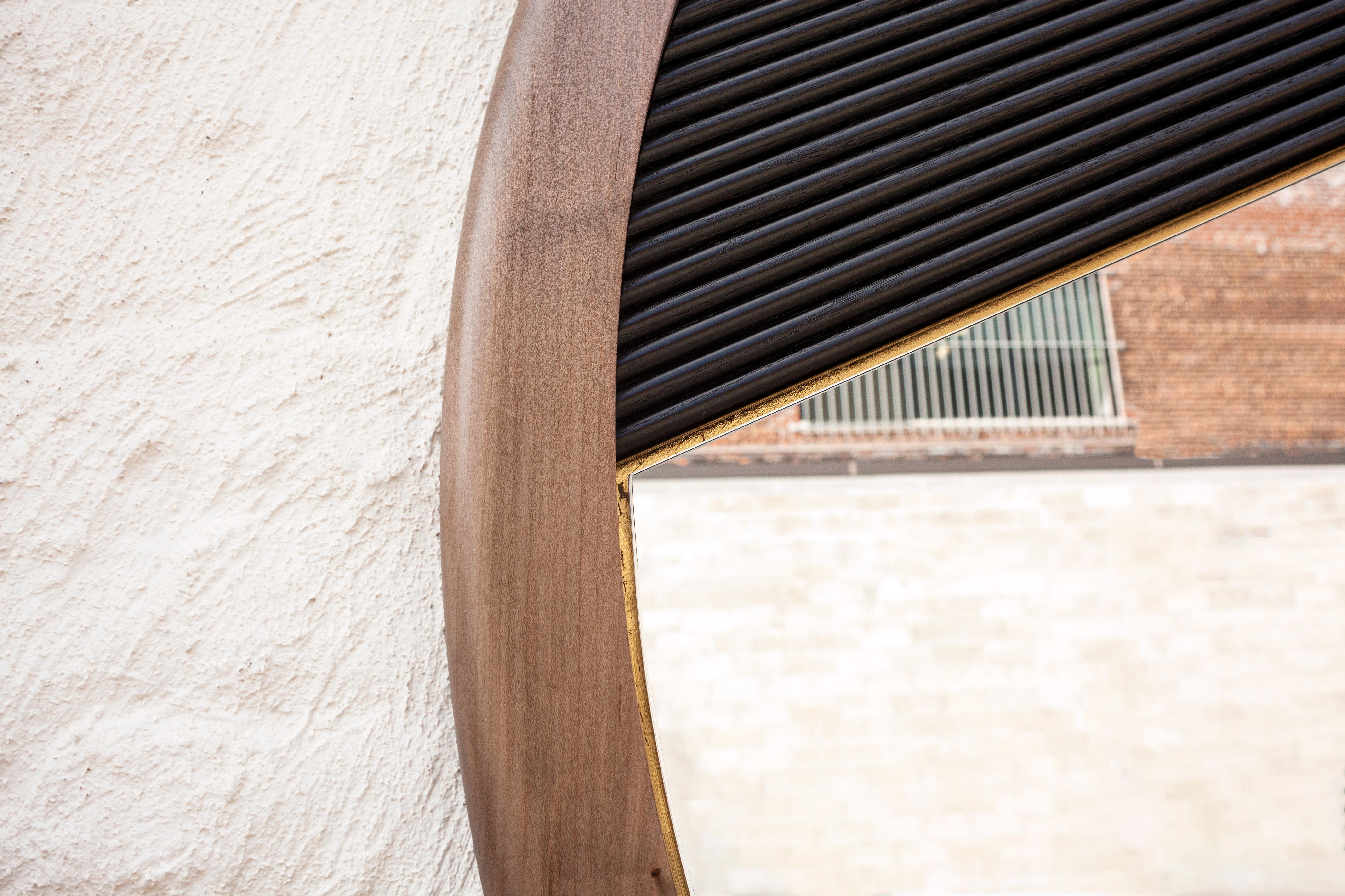 Contemporary Kenmare Mirror, Customizable Wood and Metal For Sale
