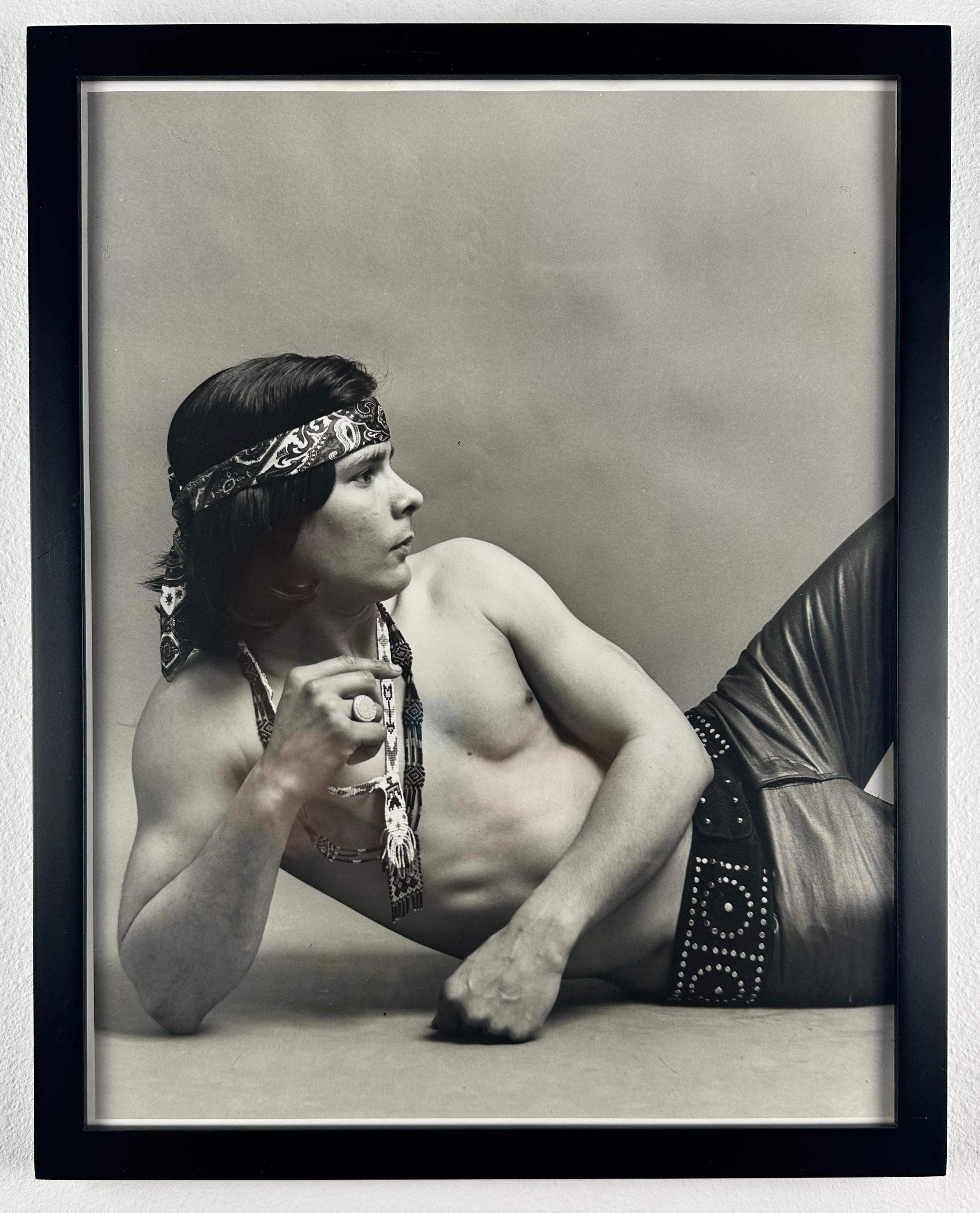 Kenn Duncan Black and White Photograph - Portrait of Man in Headband