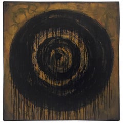 Kennan Del Mar 'Black Hole on Yellow Gold' Painting, Oil and Pastel on Canvas