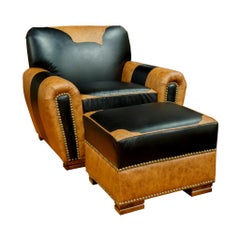 Collection Kennedy Fauteuil Lodge et Ottoman en cuir personnalisable