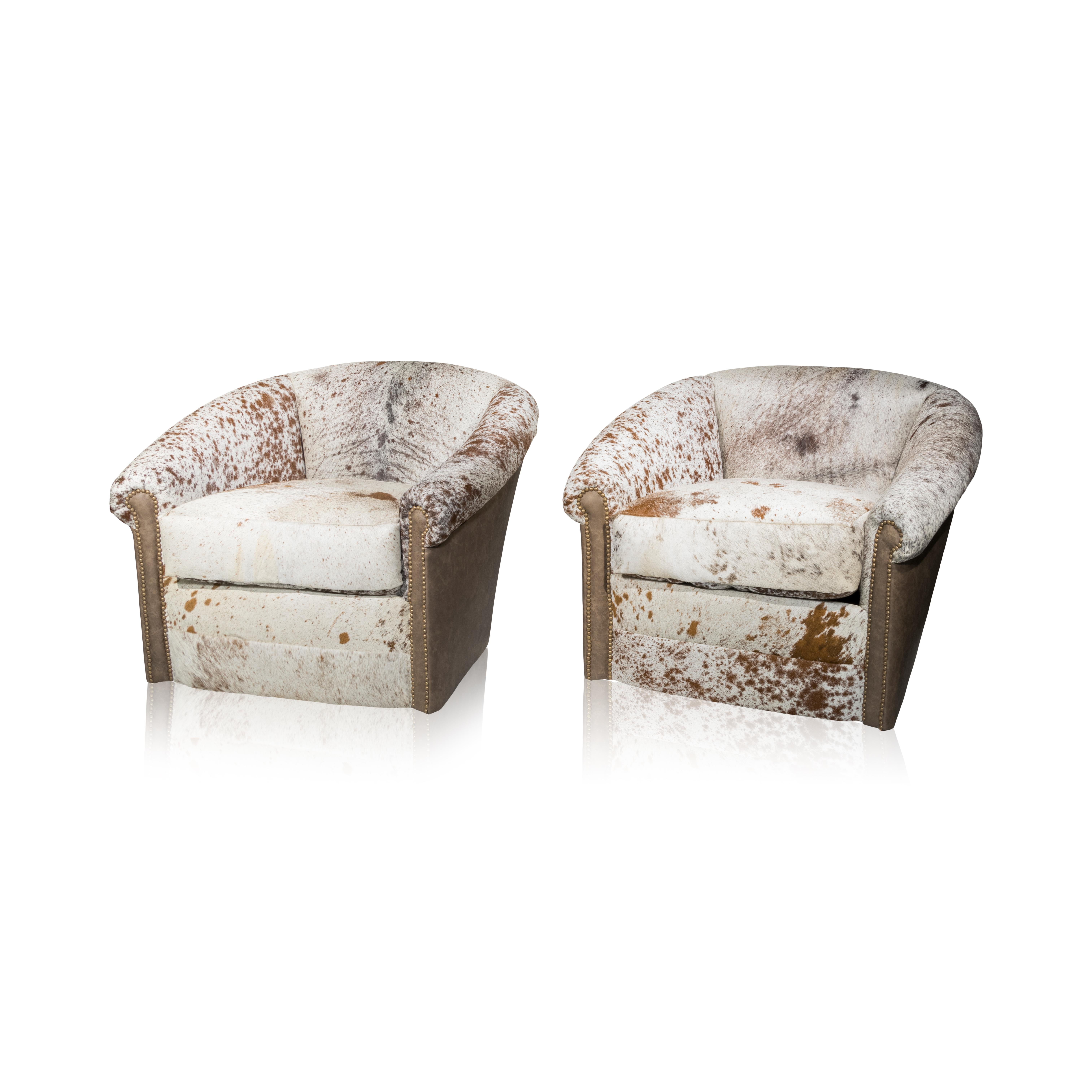 Cowhide Kennedy Collection Swivel Chairs For Sale
