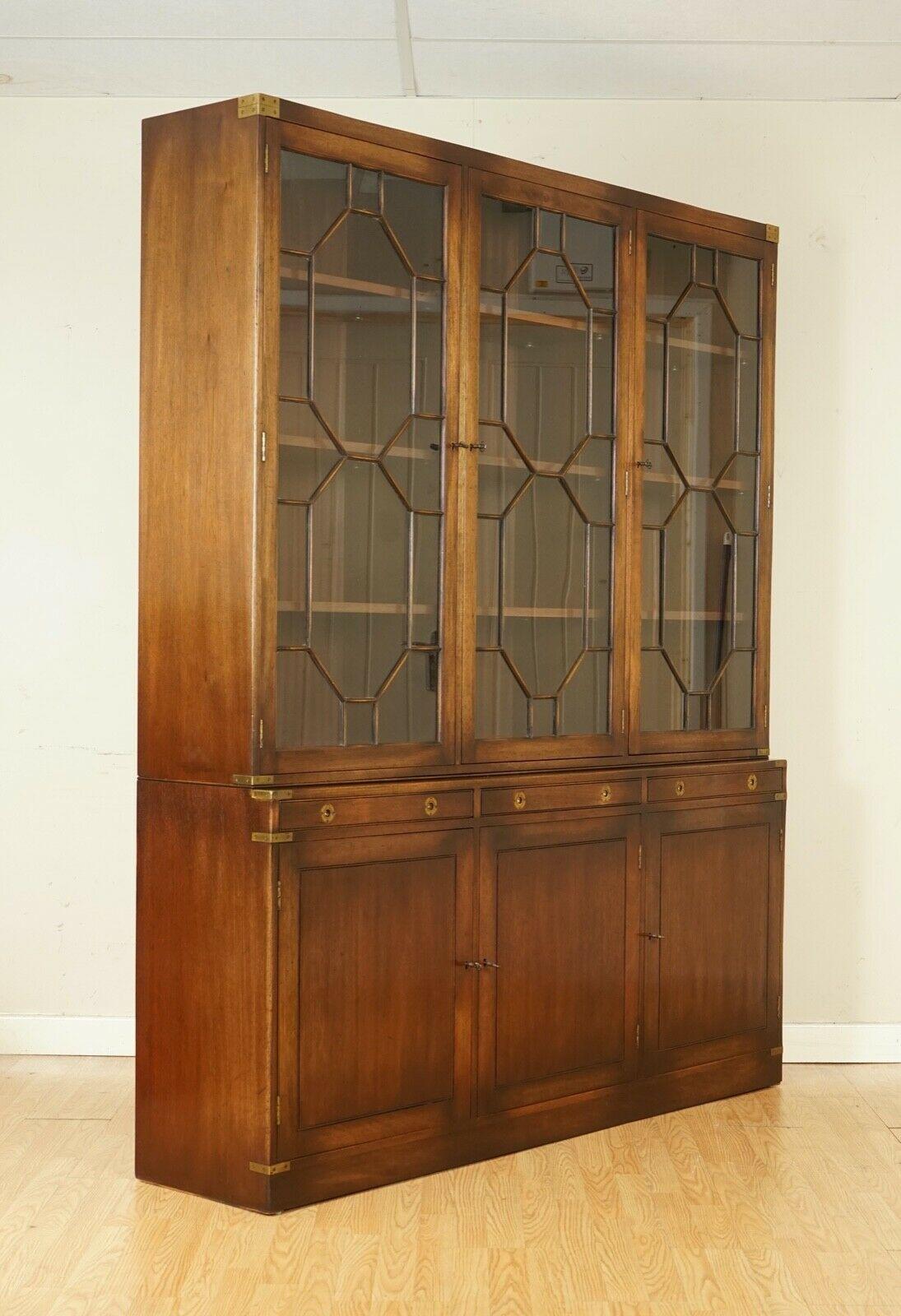 Hand-Crafted Kennedy for Harrods London Astral Glazed Campaign Library Bookcase Leather Desk
