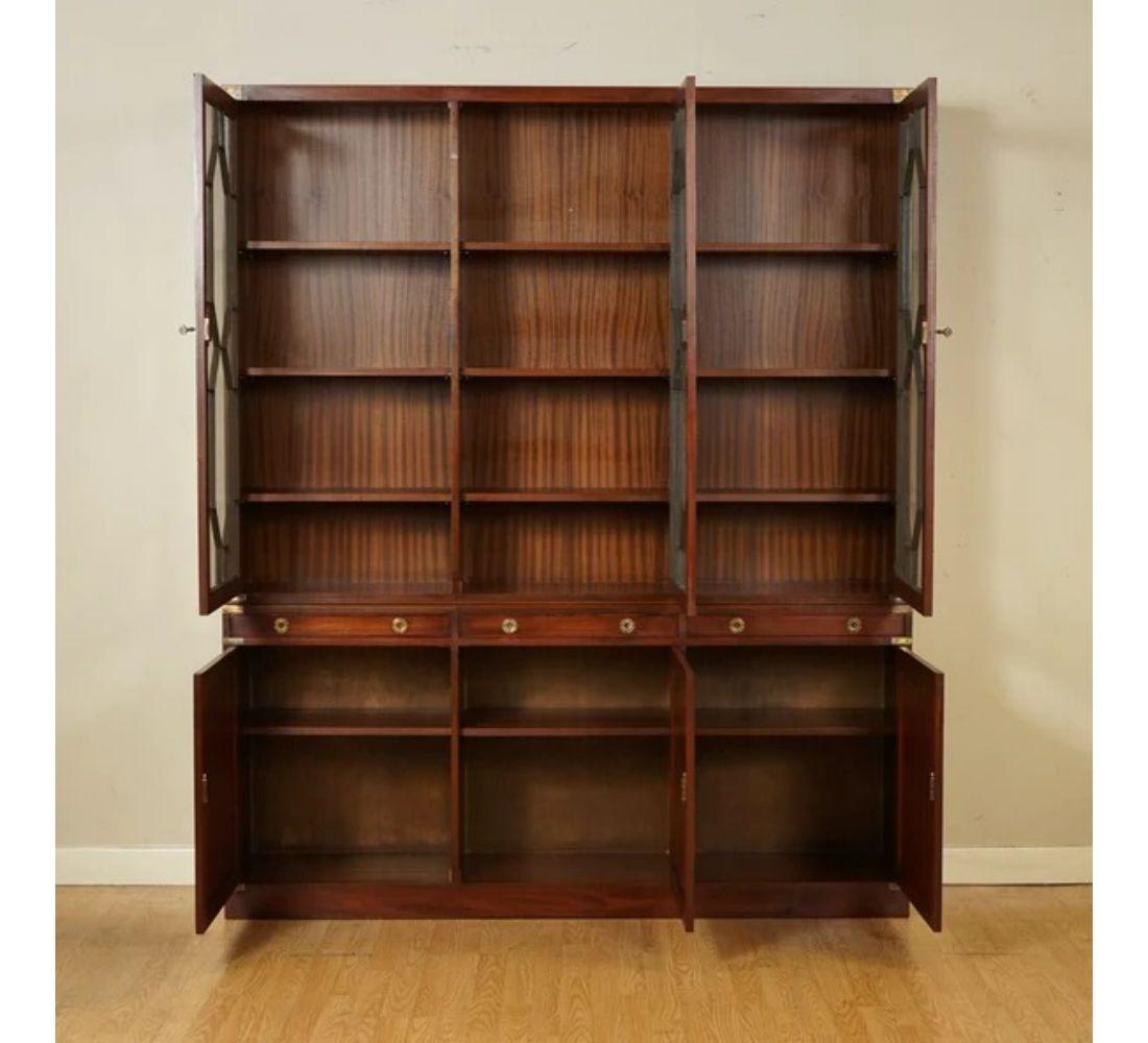 Kennedy for Harrods London Astral Glazed Campaign Library Bookcase Leather In Good Condition In Pulborough, GB