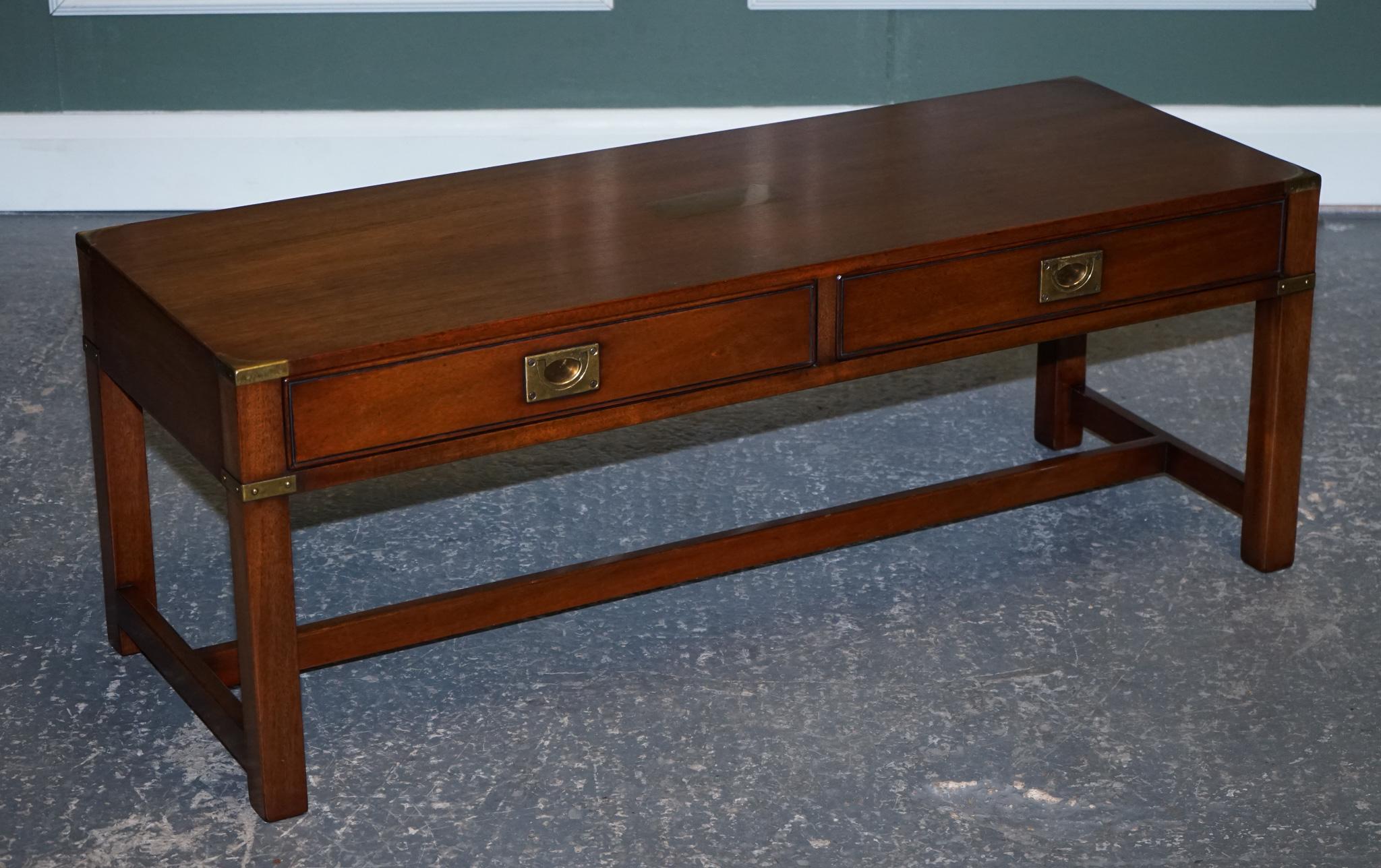 We are delighted to offer for sale this Kennedy For harrods coffee table.

This piece was sold through Harrods, and It was made by Kennedy, who was Harrod's oldest concession. They retailed with them for 87 years. The piece has lovely brass trims