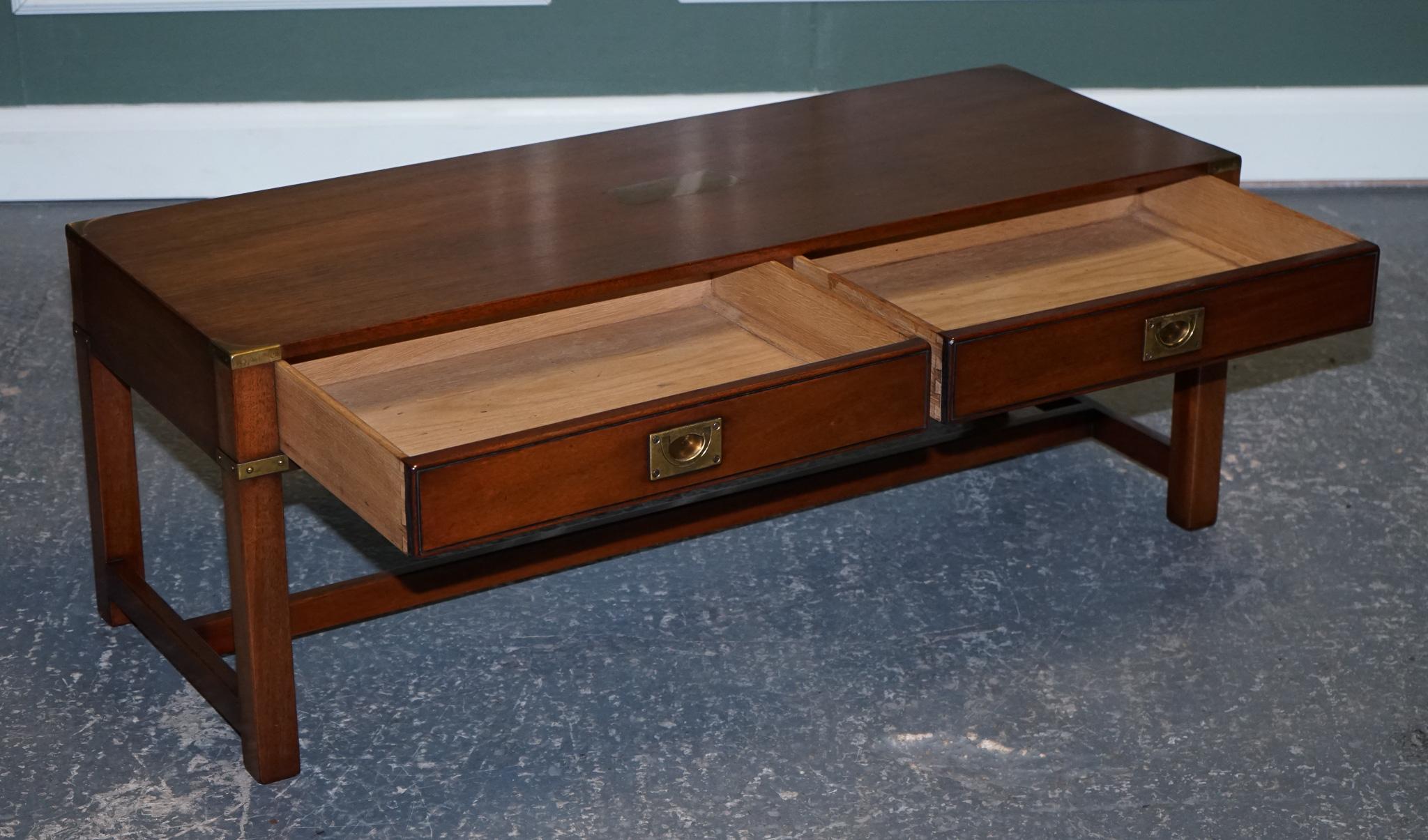 British Kennedy for Harrods London Military Campaign Coffee Table with 2 Drawers