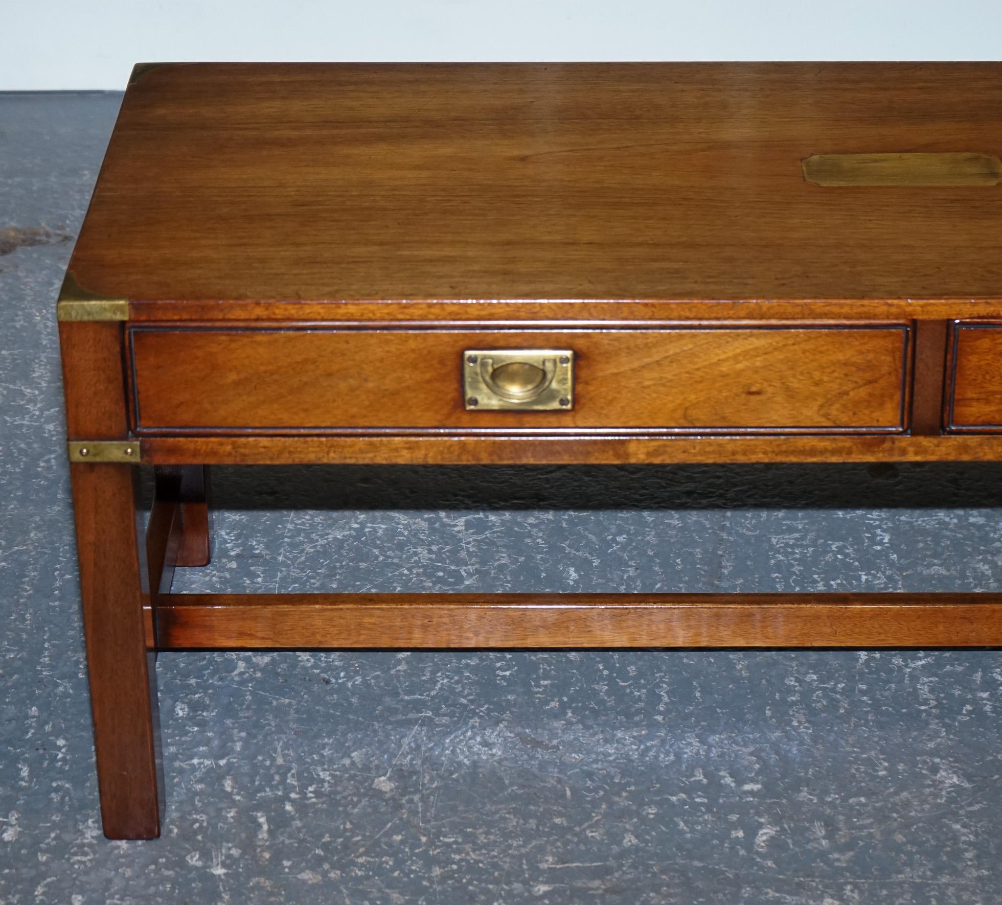 Kennedy for Harrods London Military Campaign Coffee Table with 2 Drawers In Good Condition In Pulborough, GB