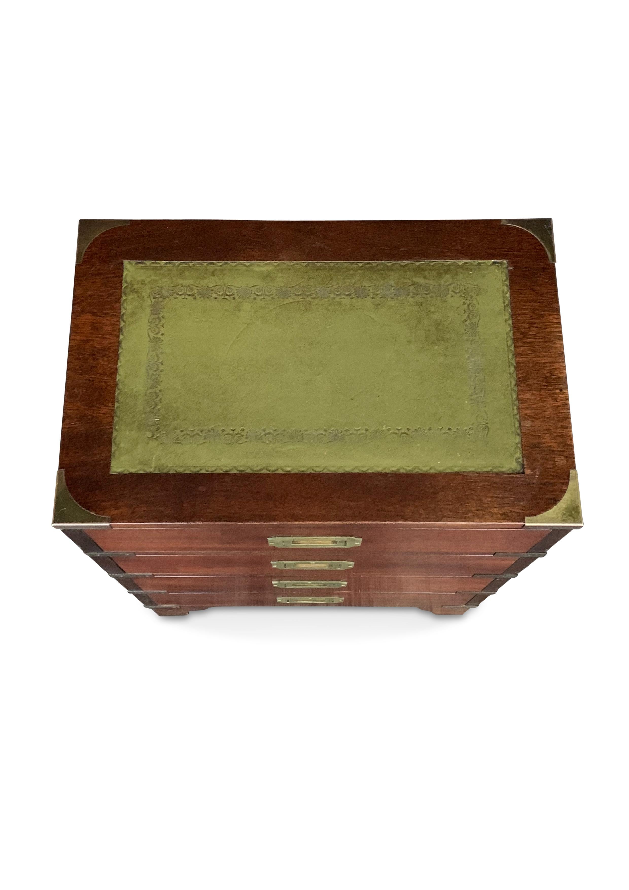 Hand-Crafted Kennedy for Harrods Military Campaign Four Drawer Chest with Brass Corners For Sale
