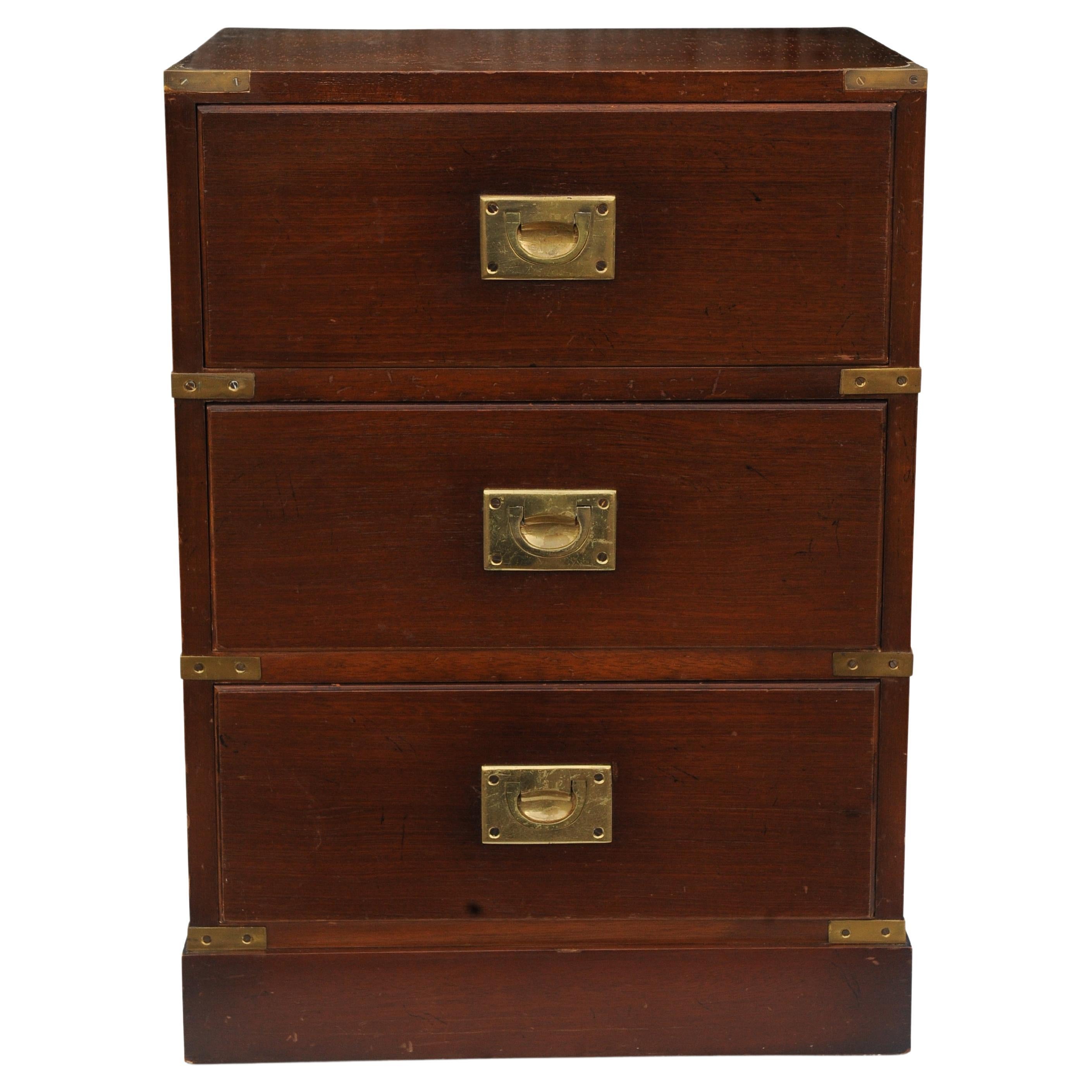 Hand-Crafted Kennedy for Harrods Military Campaign Three Drawer Chest with Brass Corners For Sale