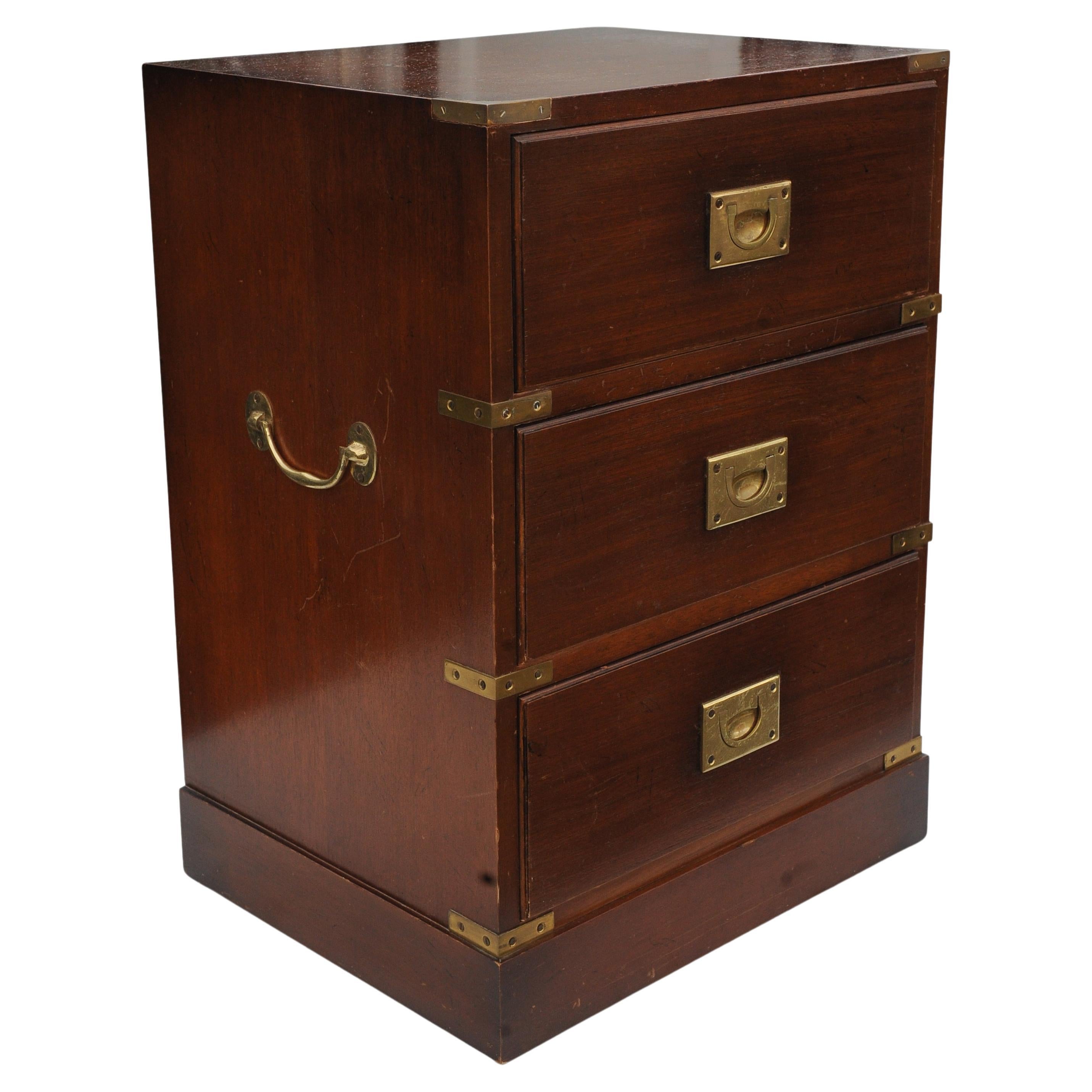 English Kennedy for Harrods Military Campaign Three Drawer Chest with Brass Corners For Sale