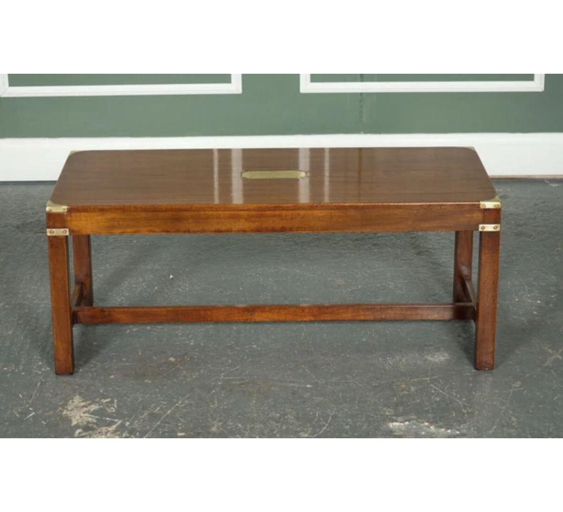 British Kennedy For Harrods Vintage Restored London Military Campaign Coffee Table For Sale