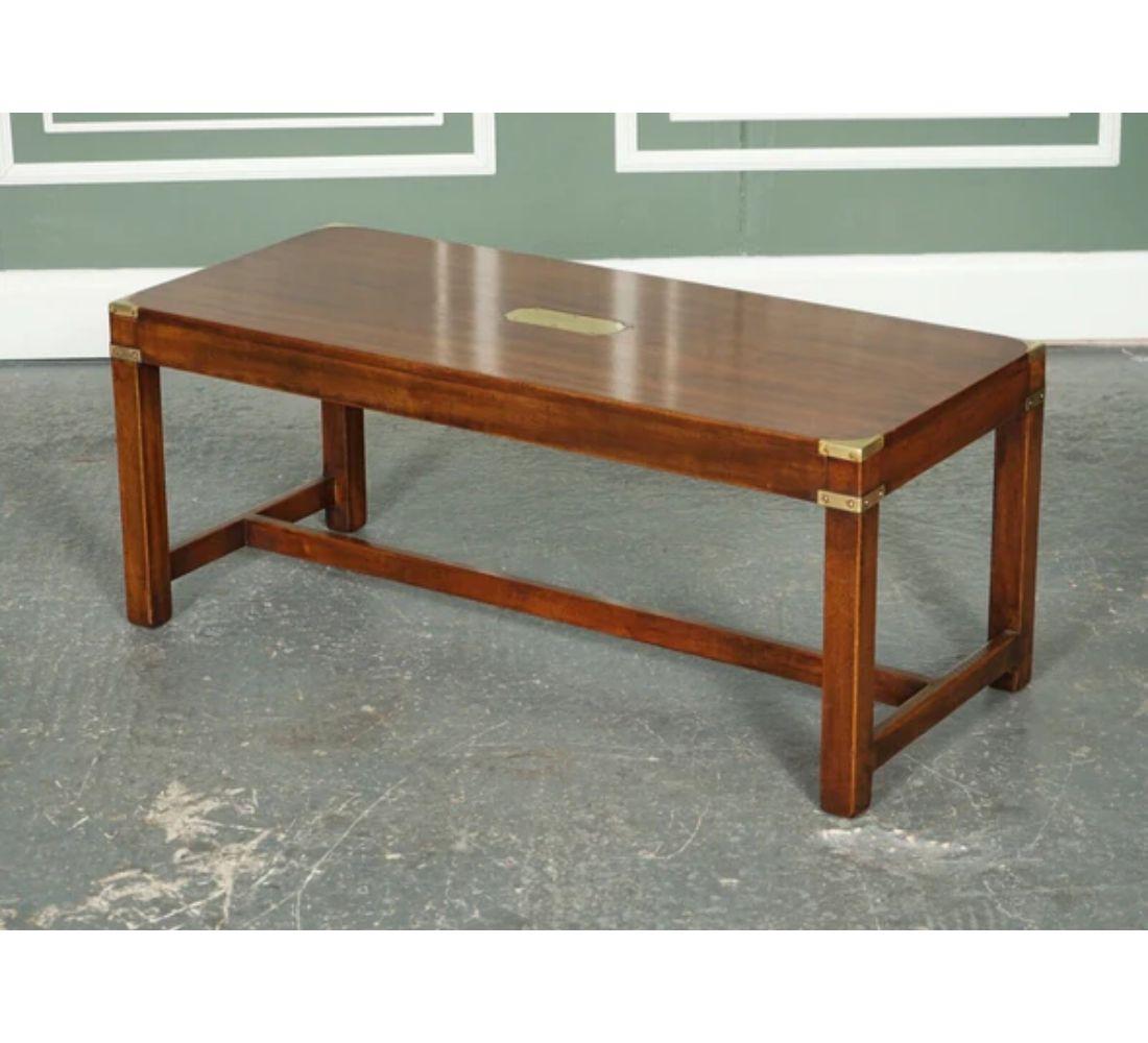 Hand-Crafted Kennedy For Harrods Vintage Restored London Military Campaign Coffee Table For Sale