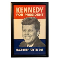"Kennedy para Presidente. Liderazgo para los años 60" Cartel de campaña antiguo, 1960