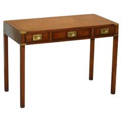 Vintage Kennedy Furniture Harrods Mahogany Leather Military Campaign Writing Table Desk