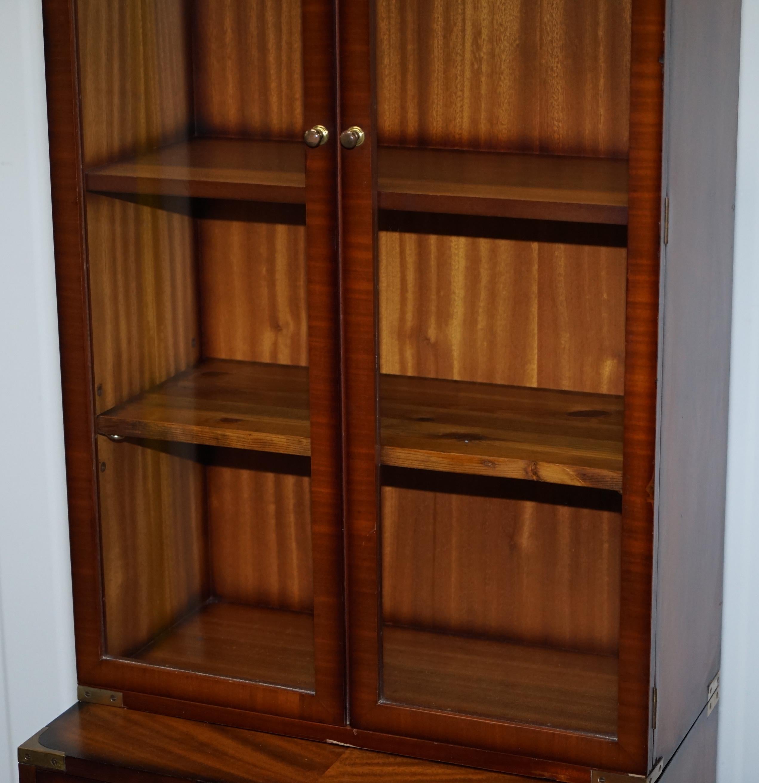 Kennedy Furniture Harrods Military Campaign Mahogany Bookcase Drawers 2