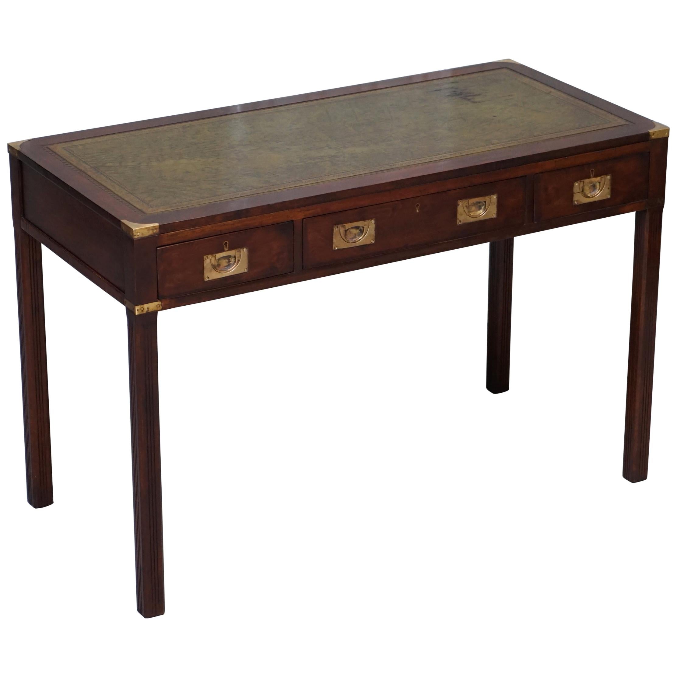 Kennedy Harrods London Mahogany Leather Military Campaign Writing Table Desk