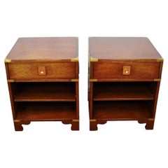 Kennedy Of Ipswich For Harrods Stunning Set Of Two Military Campaign Nightstand