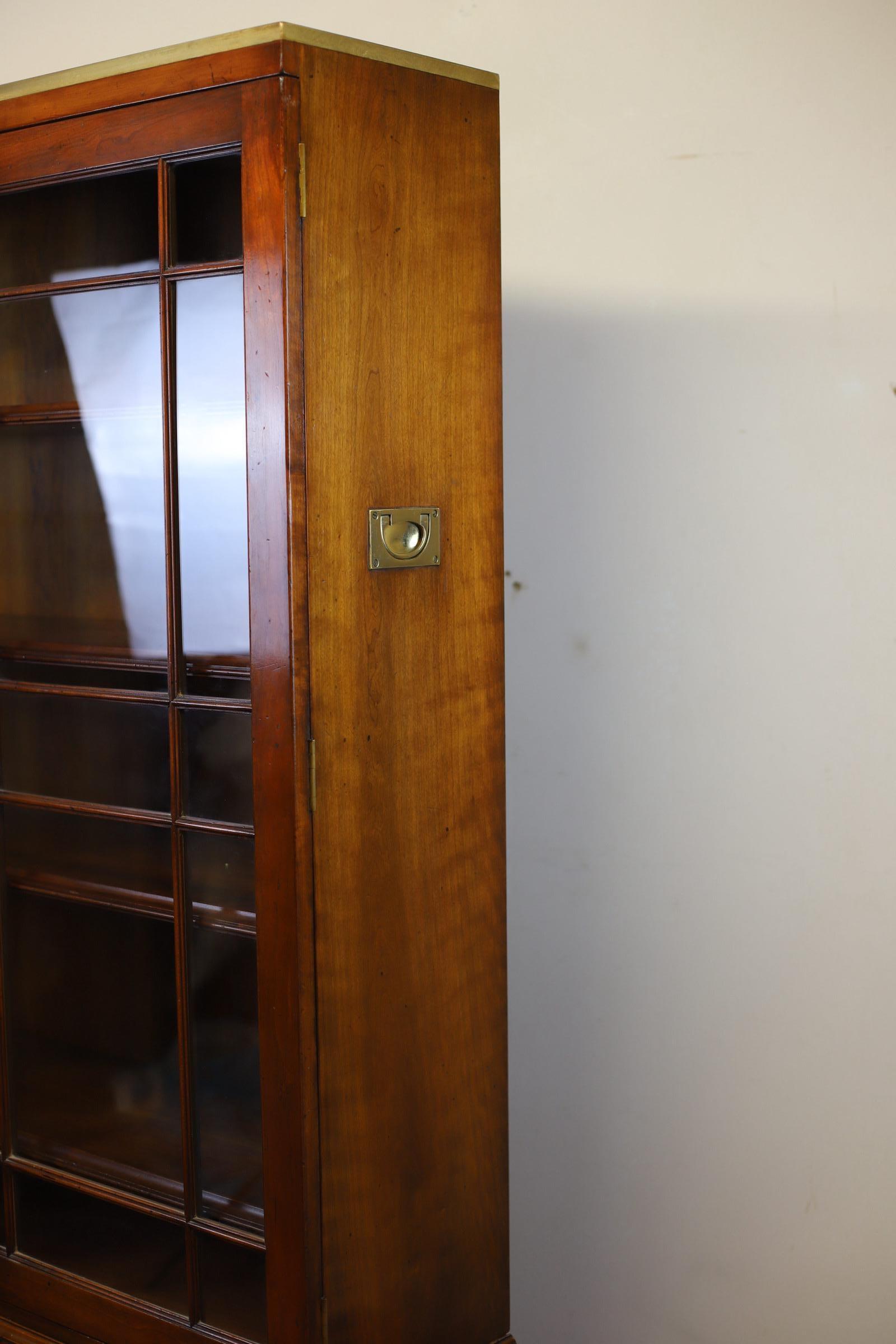 Kennedy Of Ipswich , Lovely Walnut And Brass Military Campaign Bookcase For Sale 6