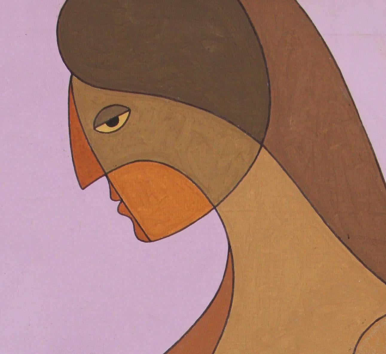 Nackt in Lavendel (Amerikanische Moderne), Painting, von Kenneth B Walsh