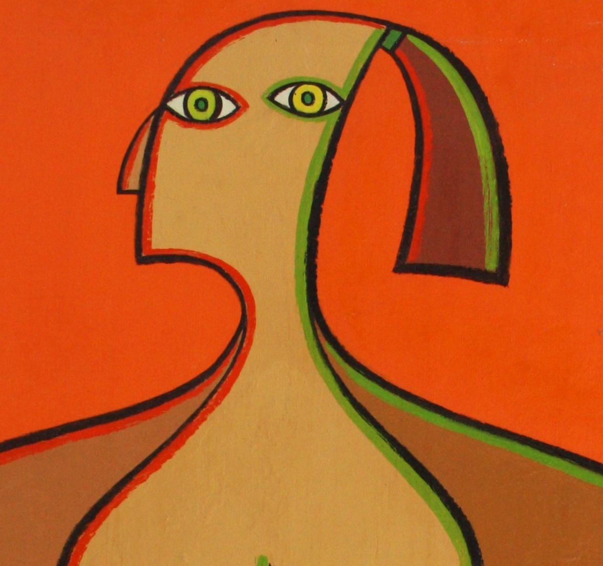 Orangefarbener Nackter Akt (Moderne), Painting, von Kenneth B Walsh