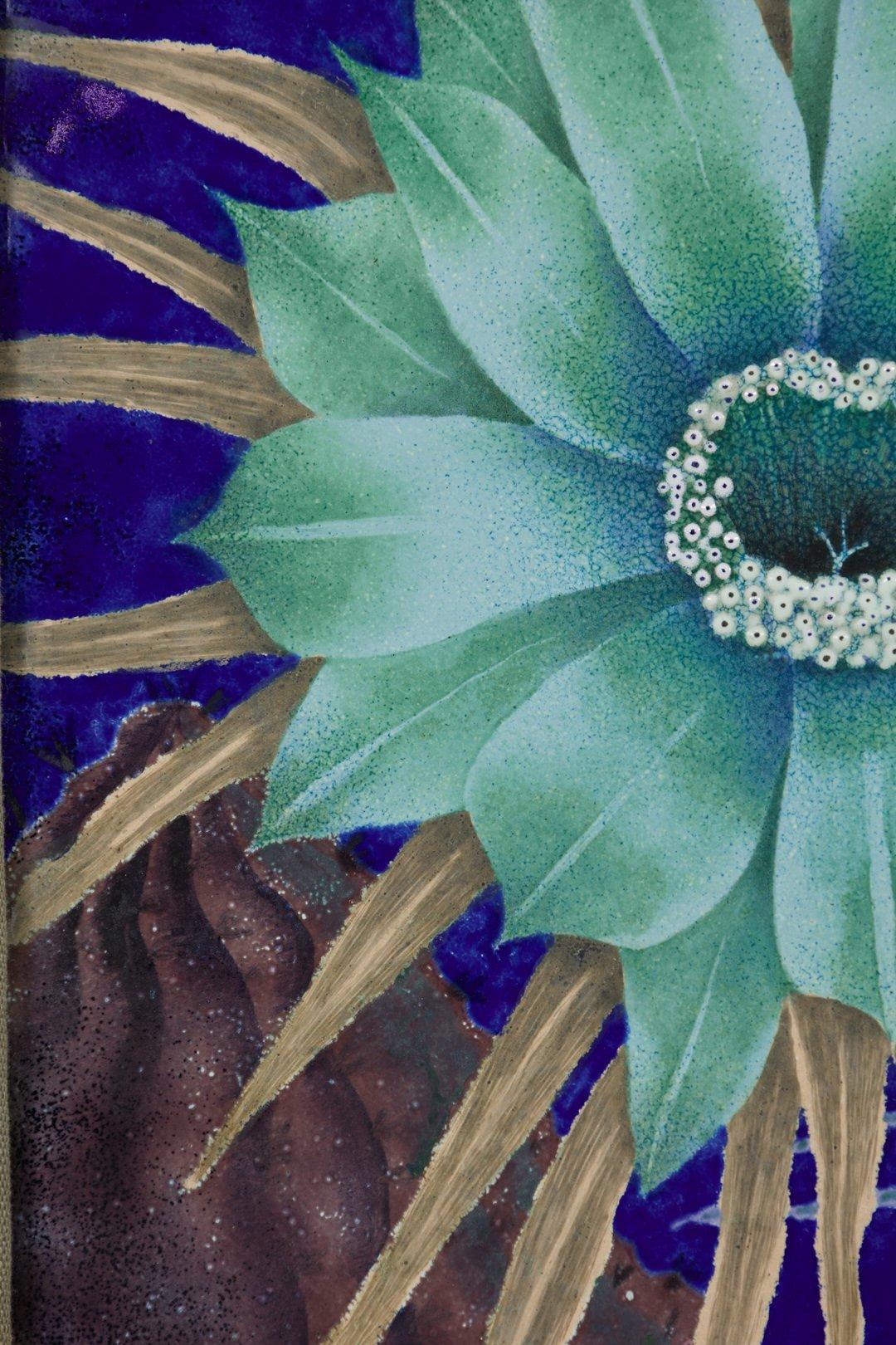 Smalto di metà secolo di due cactus, artista della Scuola di Cleveland - Painting di Kenneth Bates