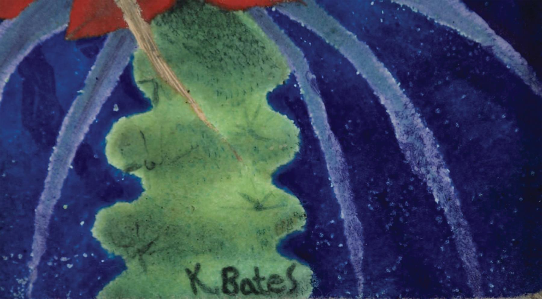 Smalto di metà secolo di due cactus, artista della Scuola di Cleveland 1