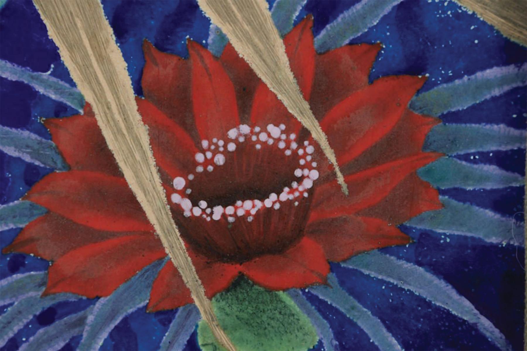 Smalto di metà secolo di due cactus, artista della Scuola di Cleveland 3